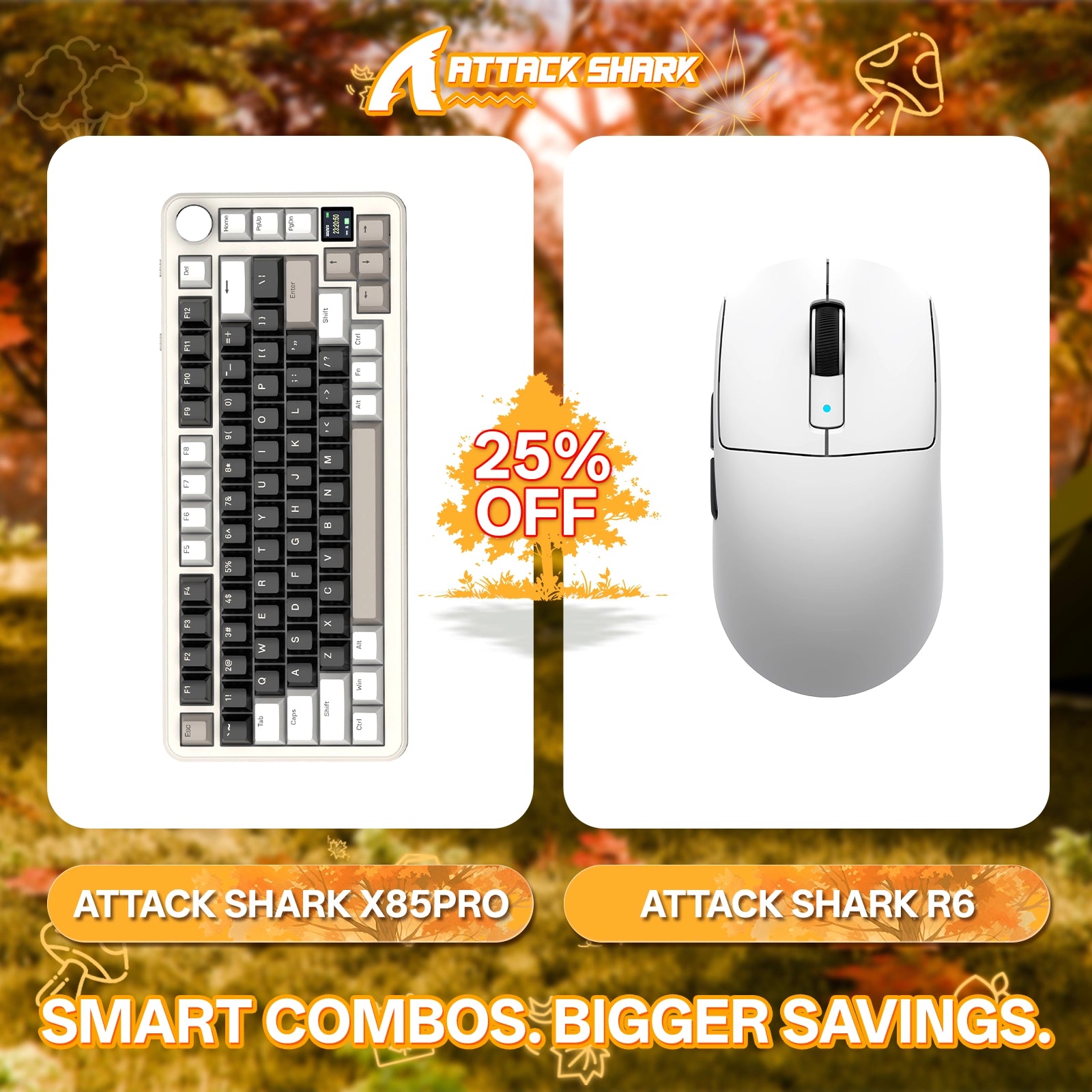 ATTACK SHARK X85PRO Tri-Mode Gasket Mechanische Tastatur + R6 Kabellose Gaming-Maus im Bundle