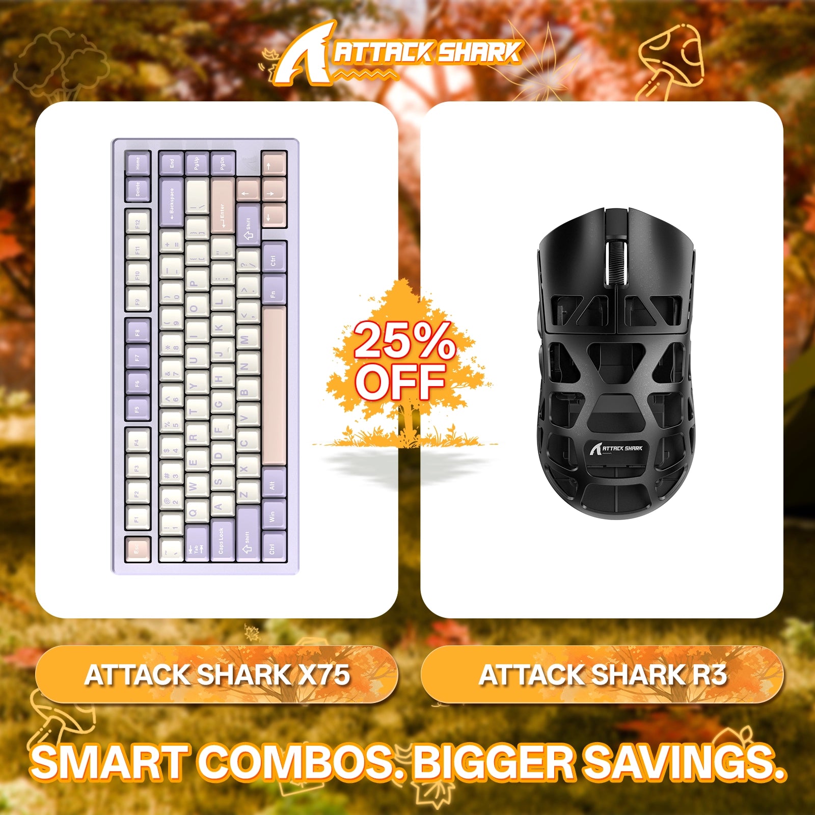 ATTACK SHARK X75 Full Aluminum Keyboard + R3 Magnesium Alloy Gaming Mouse Bundle