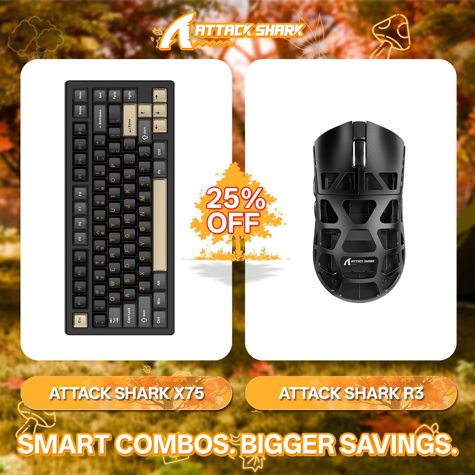 ATTACK SHARK X75 Full Aluminum Keyboard + R3 Magnesium Alloy Gaming Mouse Bundle