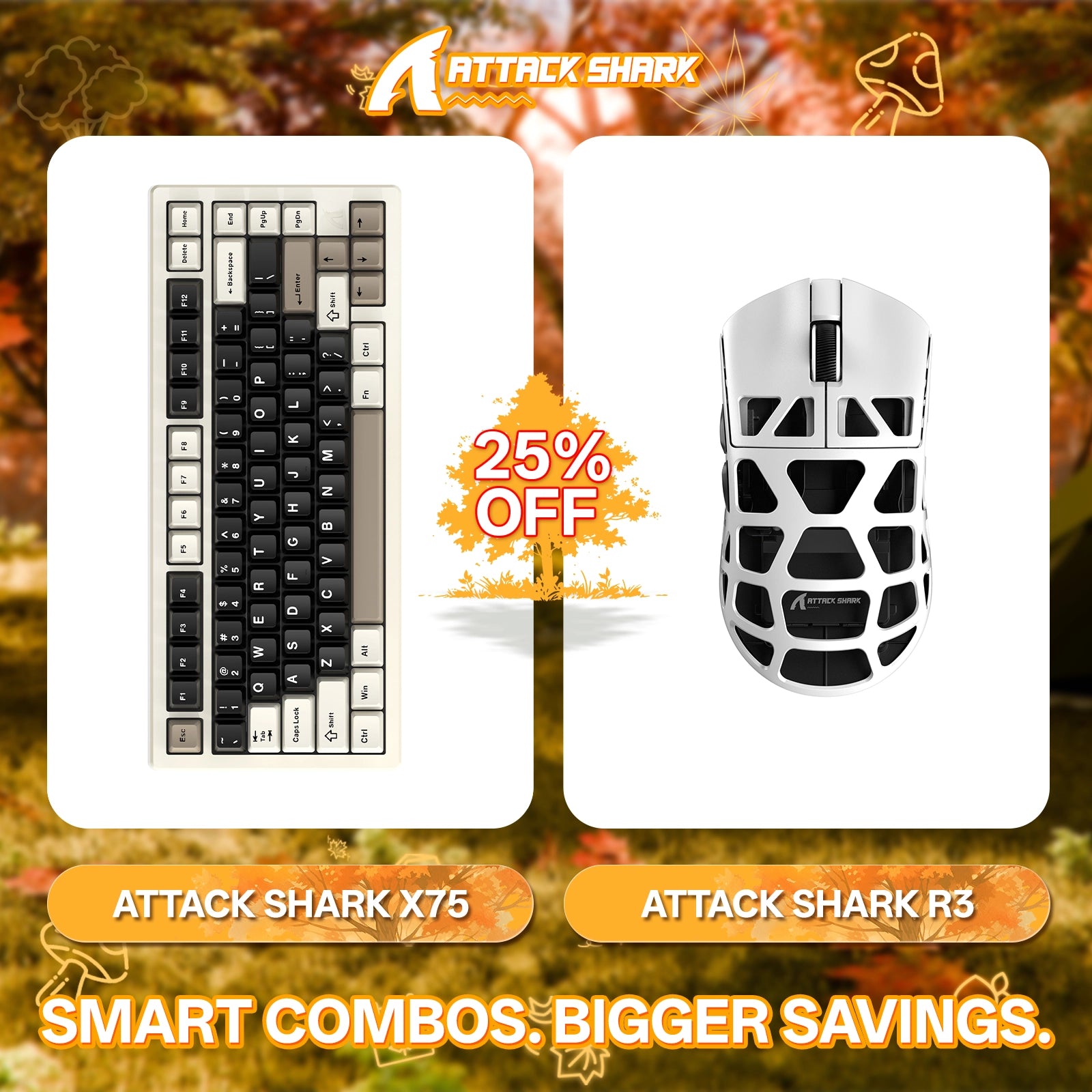 ATTACK SHARK X75 Full Aluminum Keyboard + R3 Magnesium Alloy Gaming Mouse Bundle