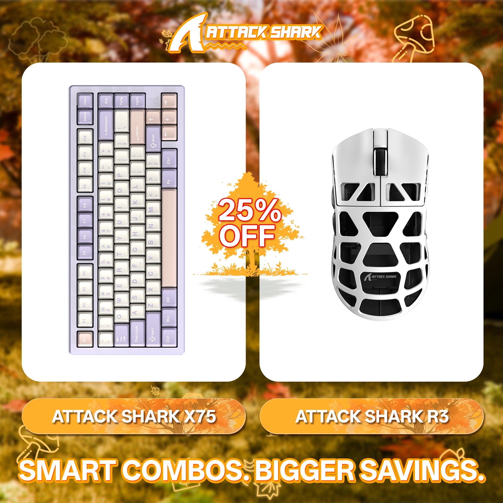 ATTACK SHARK X75 Full Aluminum Keyboard + R3 Magnesium Alloy Gaming Mouse Bundle