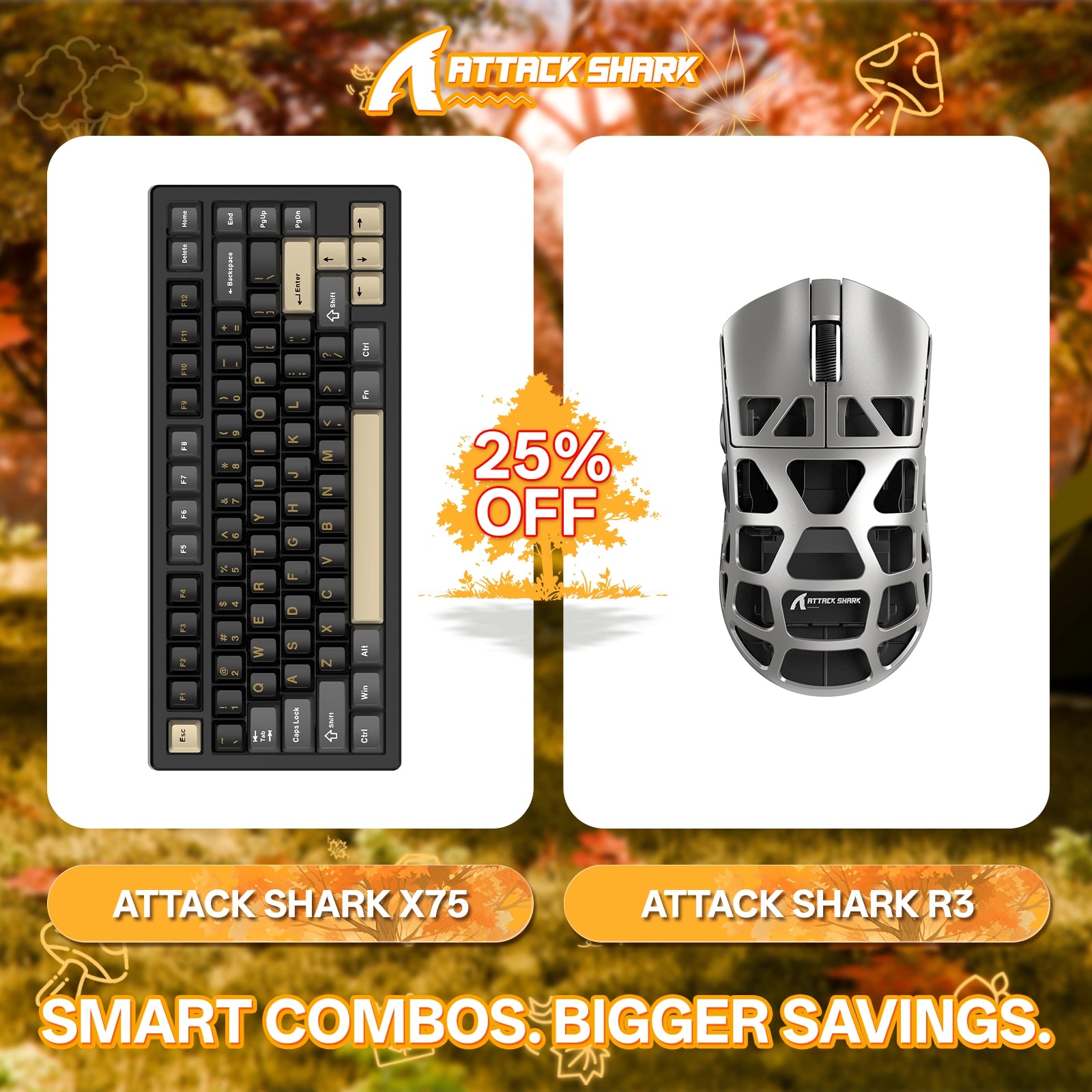 ATTACK SHARK X75 Vollaluminium-Tastatur + R3 Magnesiumlegierung-Gaming-Maus-Paket