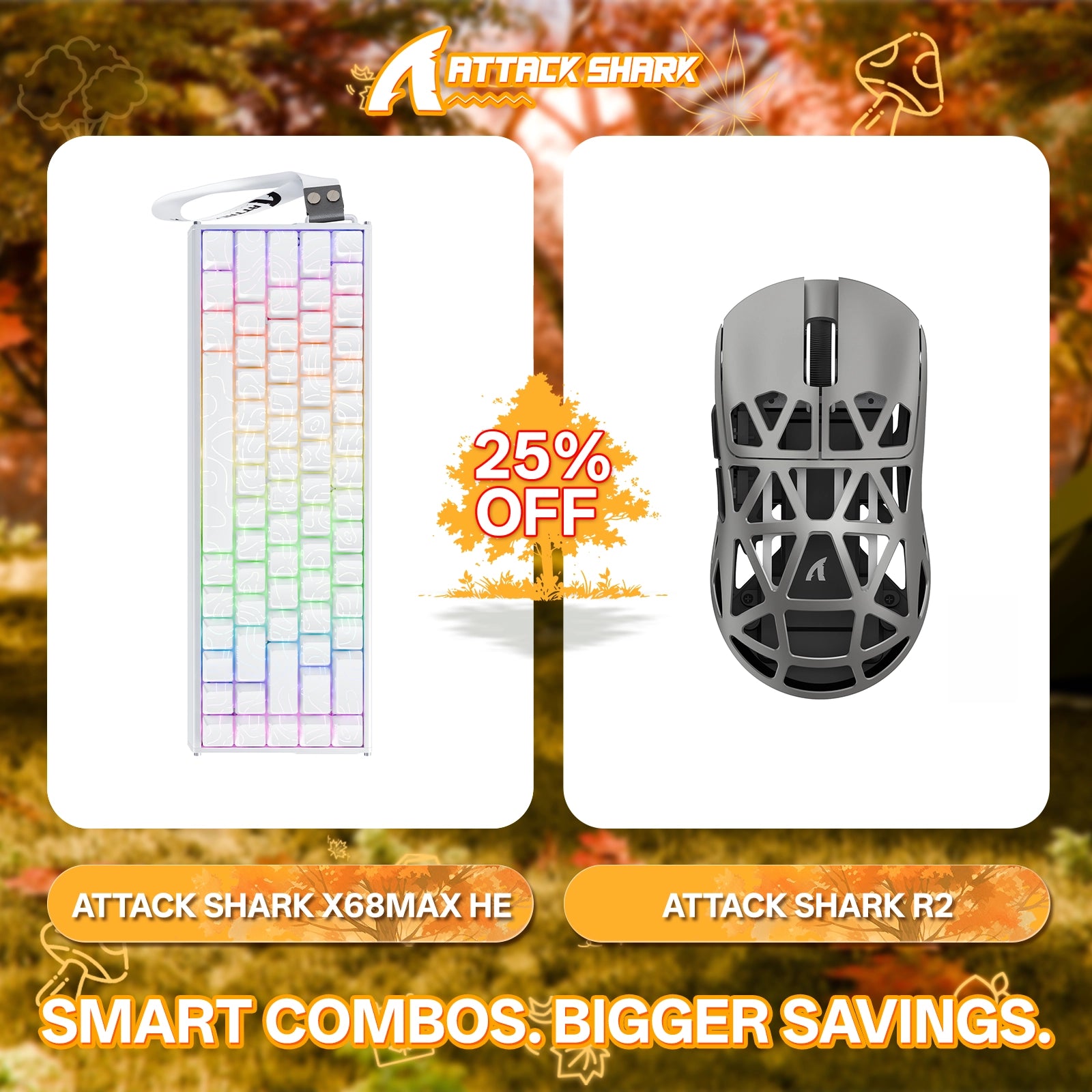 ATTACK SHARK X68MAX HE Rapid Trigger Aluminum Keyboard + R2 Magnesium Alloy Wireless Gaming Mouse Bundle