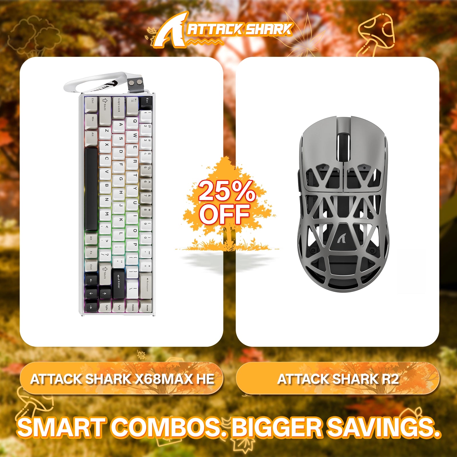 ATTACK SHARK X68MAX HE Rapid Trigger Aluminum Keyboard + R2 Magnesium Alloy Wireless Gaming Mouse Bundle