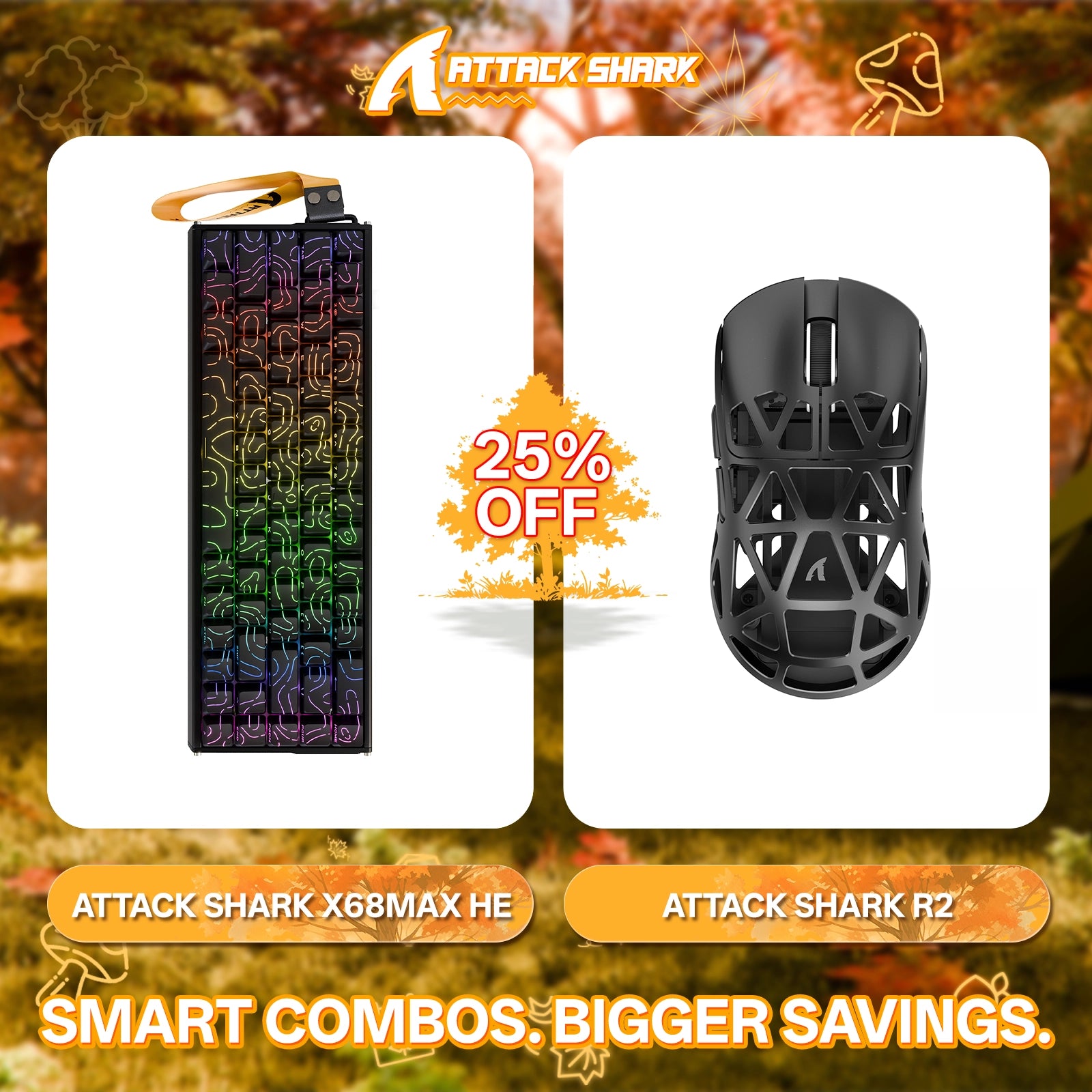 ATTACK SHARK X68MAX HE Rapid Trigger Aluminum Keyboard + R2 Magnesium Alloy Wireless Gaming Mouse Bundle