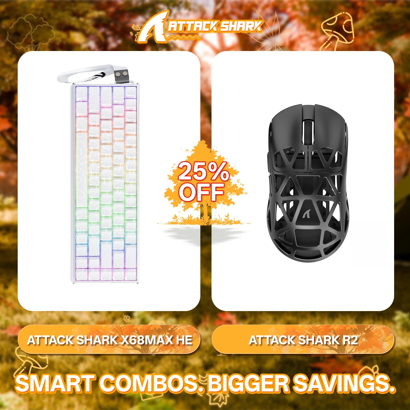ATTACK SHARK X68MAX HE Rapid Trigger Aluminum Keyboard + R2 Magnesium Alloy Wireless Gaming Mouse Bundle