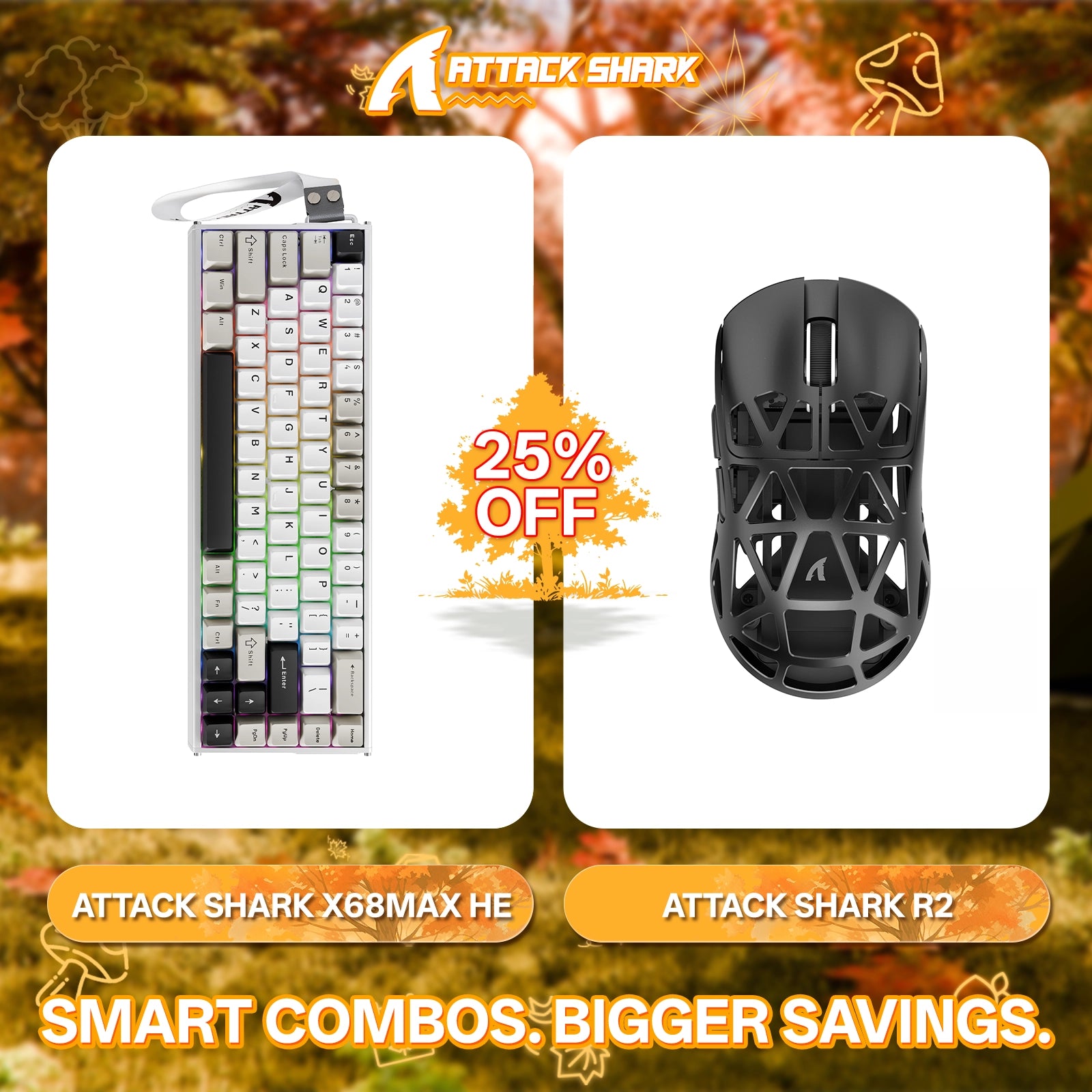 ATTACK SHARK X68MAX HE Rapid Trigger Aluminum Keyboard + R2 Magnesium Alloy Wireless Gaming Mouse Bundle