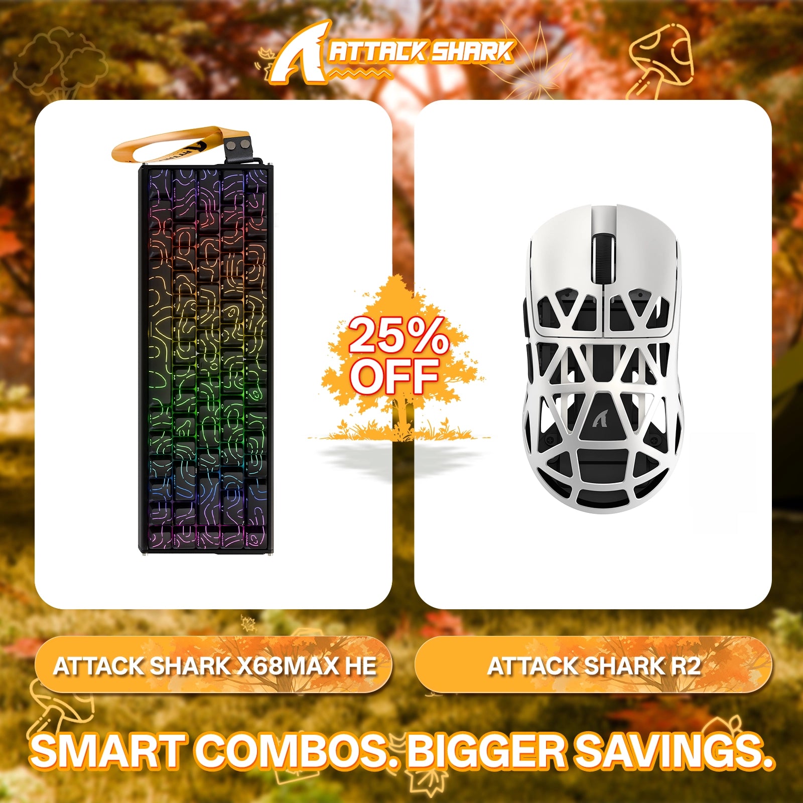 ATTACK SHARK X68MAX HE Rapid Trigger Aluminum Keyboard + R2 Magnesium Alloy Wireless Gaming Mouse Bundle