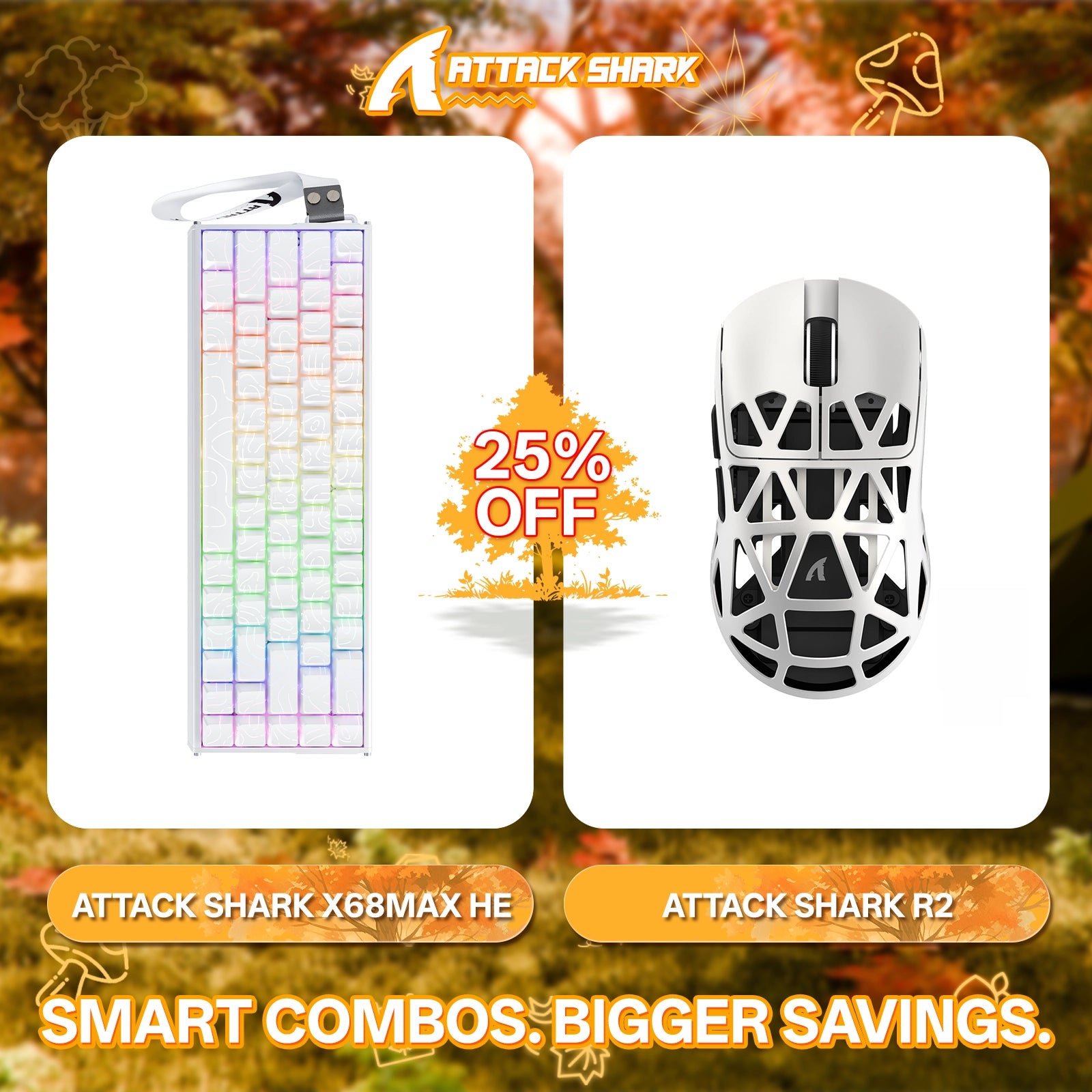 ATTACK SHARK X68MAX HE Rapid Trigger Aluminum Keyboard + R2 Magnesium Alloy Wireless Gaming Mouse Bundle