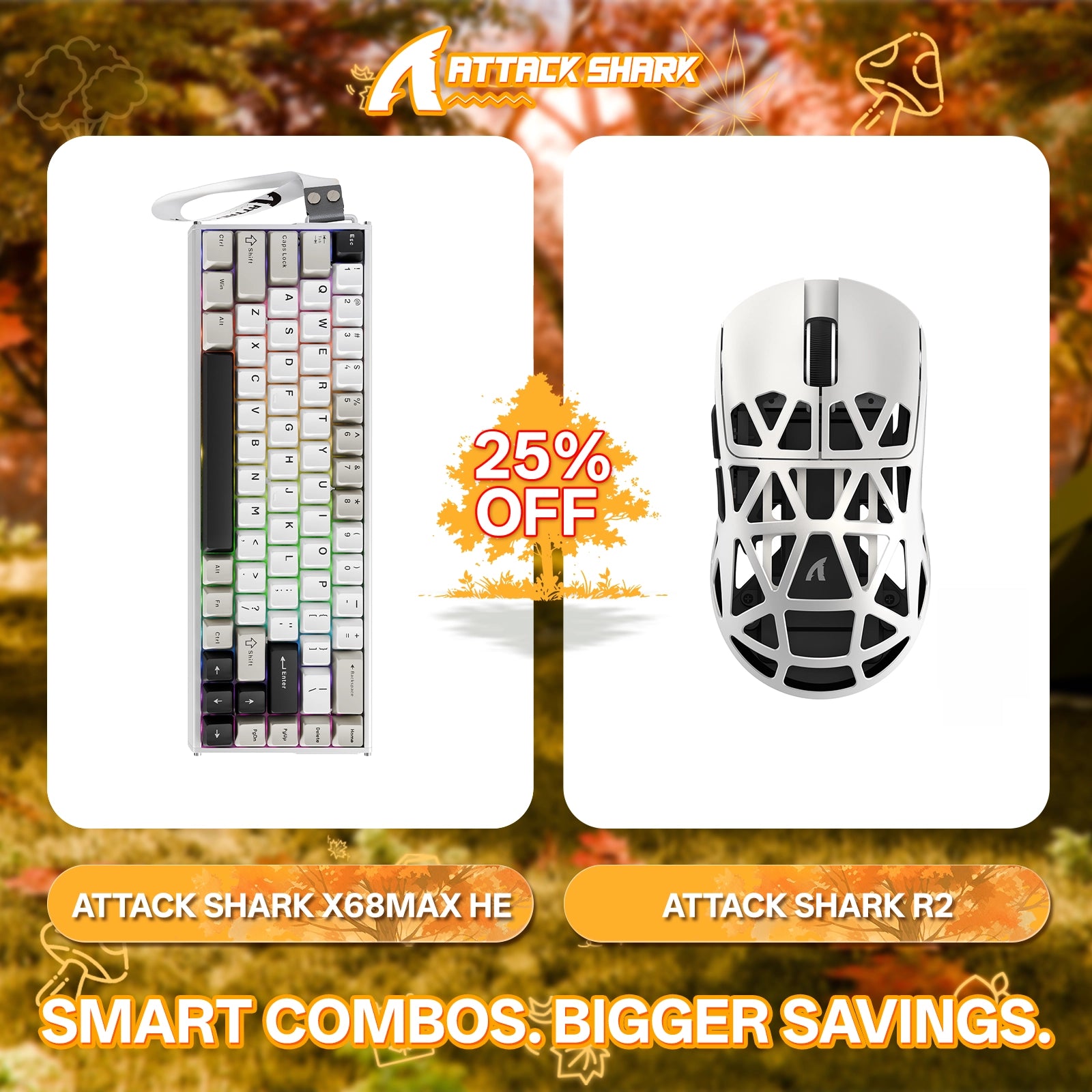 ATTACK SHARK X68MAX HE Rapid Trigger Aluminium-Tastatur + R2 Kabellose Gaming-Maus aus Magnesiumlegierung im Bundle