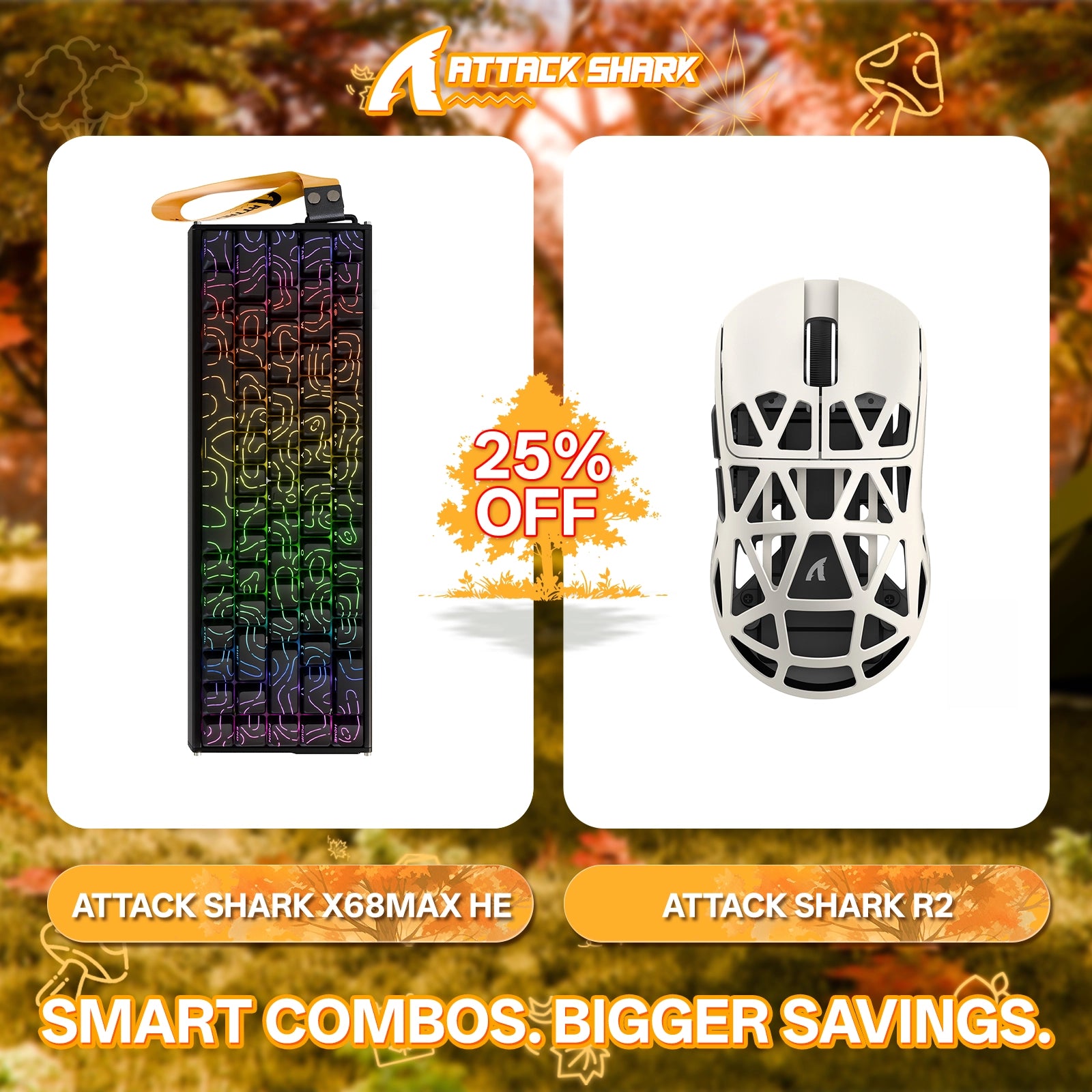 ATTACK SHARK X68MAX HE Rapid Trigger Aluminum Keyboard + R2 Magnesium Alloy Wireless Gaming Mouse Bundle