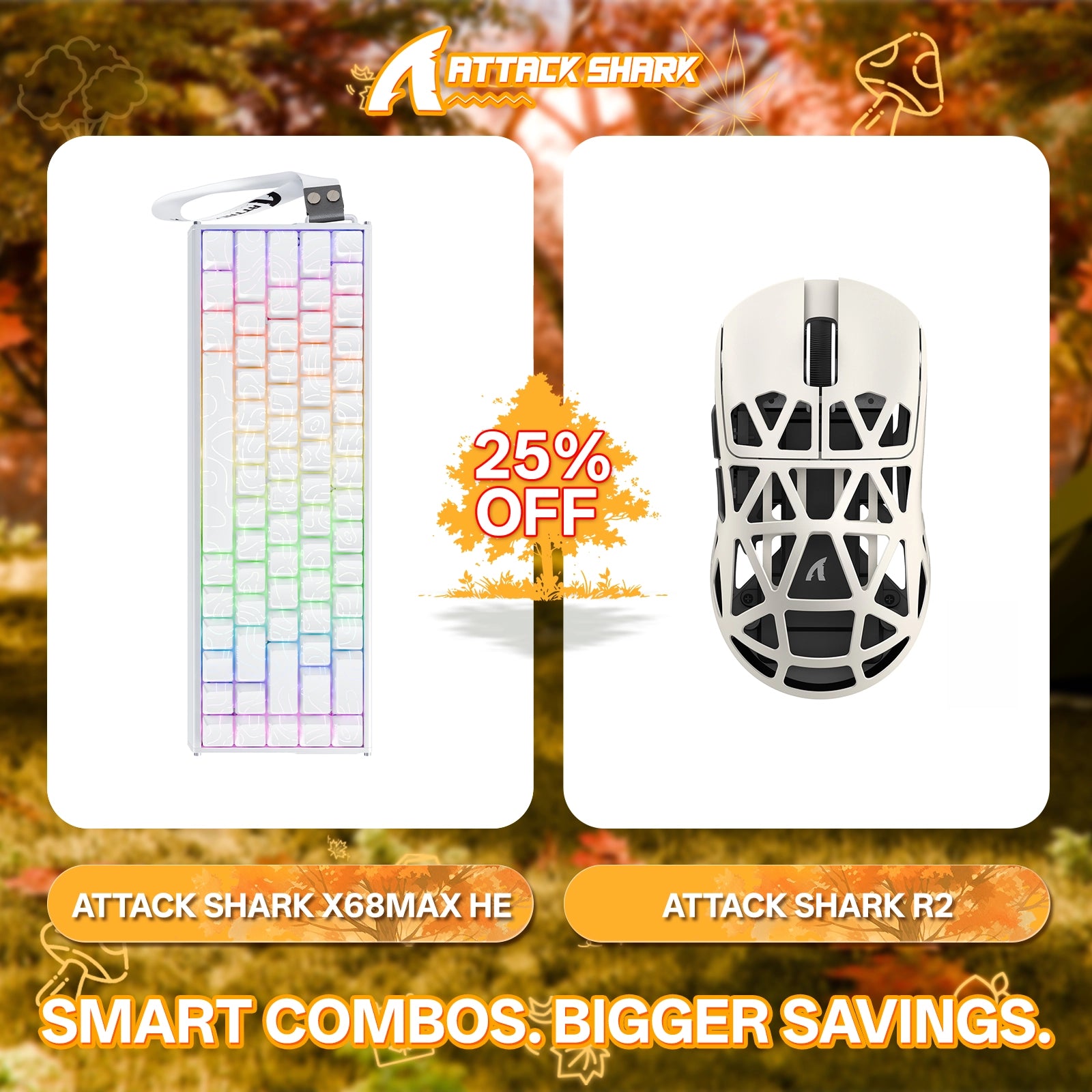 ATTACK SHARK X68MAX HE Rapid Trigger Aluminum Keyboard + R2 Magnesium Alloy Wireless Gaming Mouse Bundle