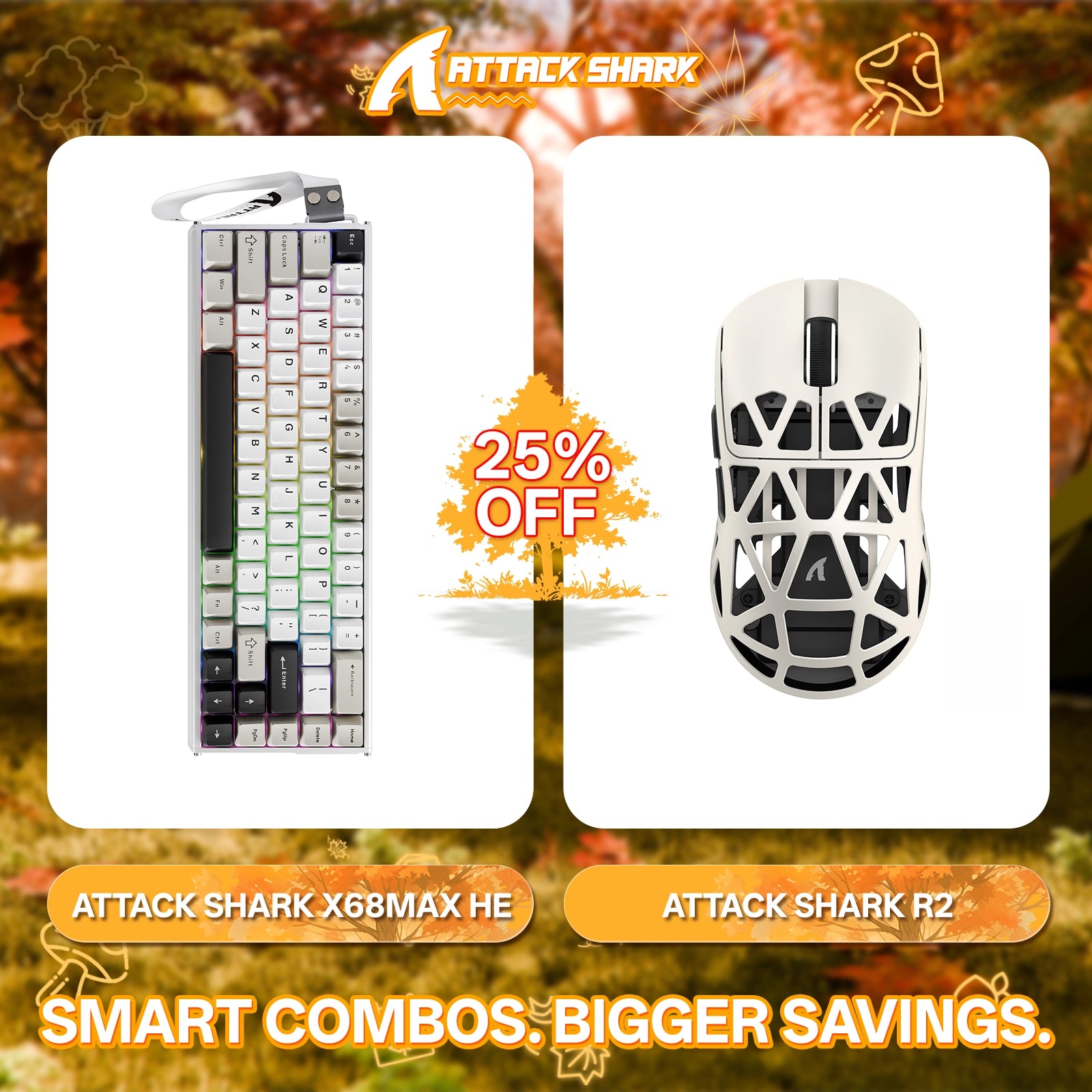 ATTACK SHARK X68MAX HE Rapid Trigger Aluminum Keyboard + R2 Magnesium Alloy Wireless Gaming Mouse Bundle
