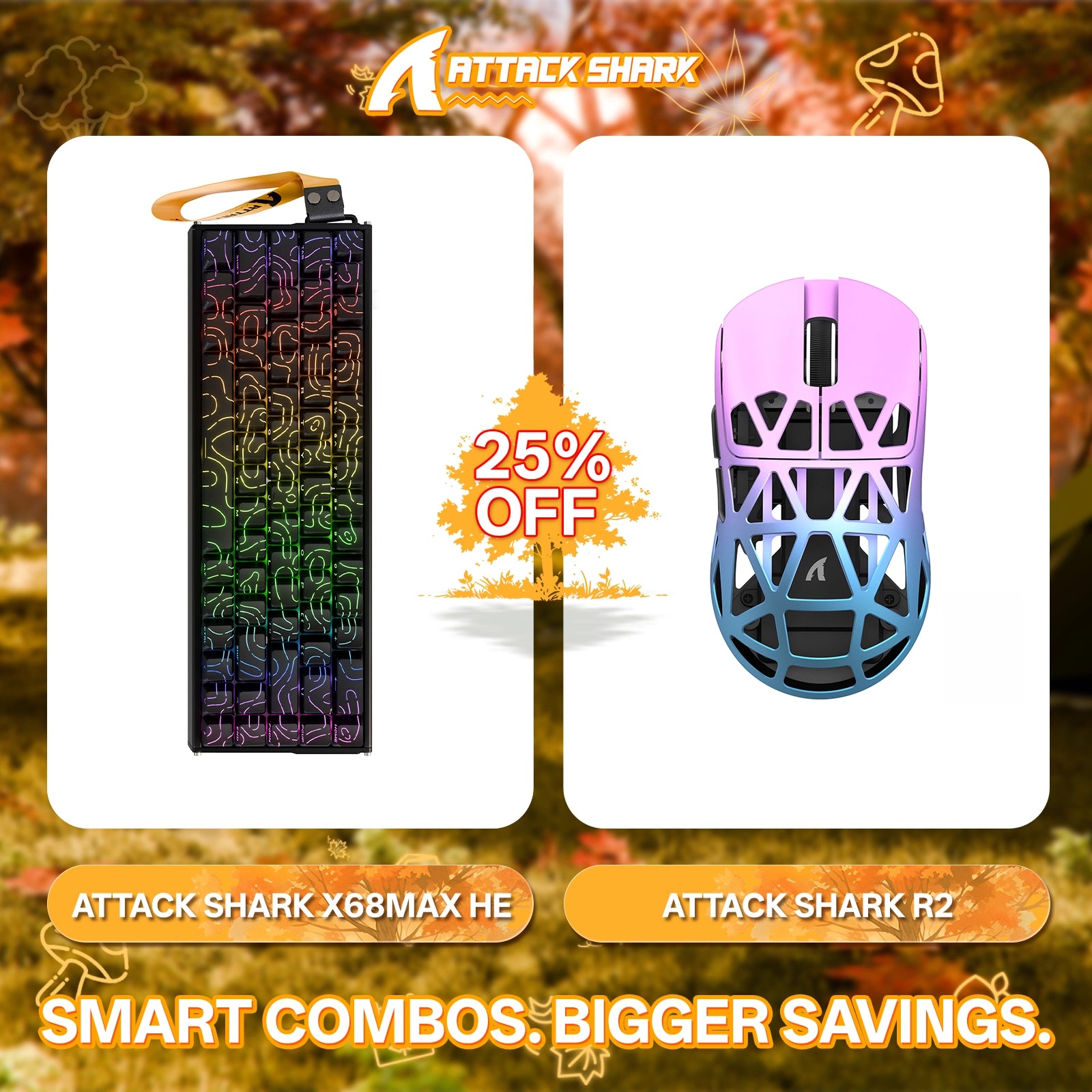 ATTACK SHARK X68MAX HE Rapid Trigger Aluminum Keyboard + R2 Magnesium Alloy Wireless Gaming Mouse Bundle