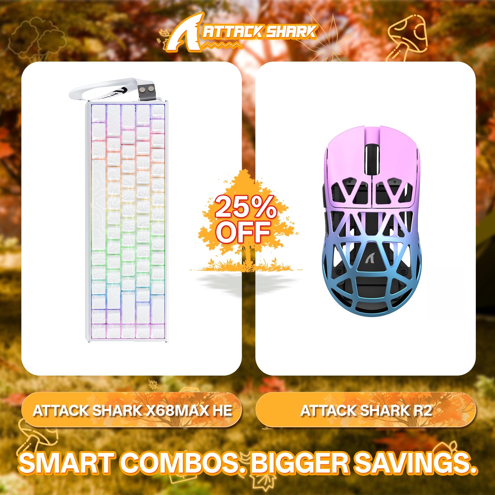 ATTACK SHARK X68MAX HE Rapid Trigger Aluminum Keyboard + R2 Magnesium Alloy Wireless Gaming Mouse Bundle
