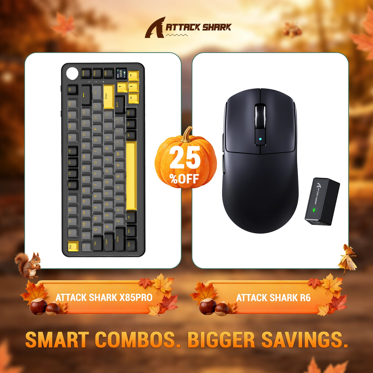 ATTACK SHARK X85 PRO Tri-Mode-Gasket-Mechaniktastatur + R6 kabelloses Gaming-Maus-Bundle