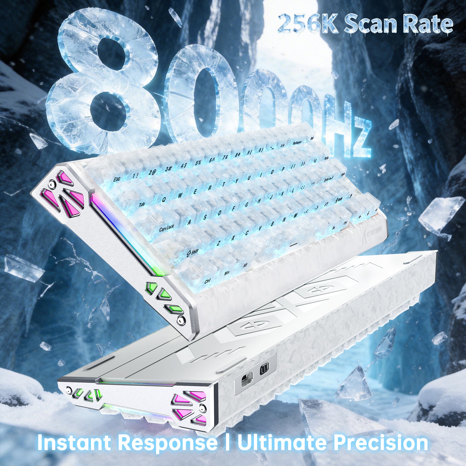 ATTACK SHARK R68 HE Kohlefaser Kabelgebundene Rapid Trigger Magnetischer Schalter Tastatur mit C01 Ultra RGB Spiralkabel