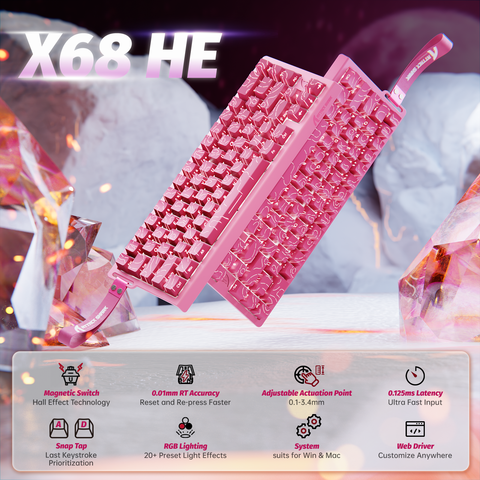ATTACK SHARK X68 HE Rapid Trigger Tastatur Magnetischer Schalter
