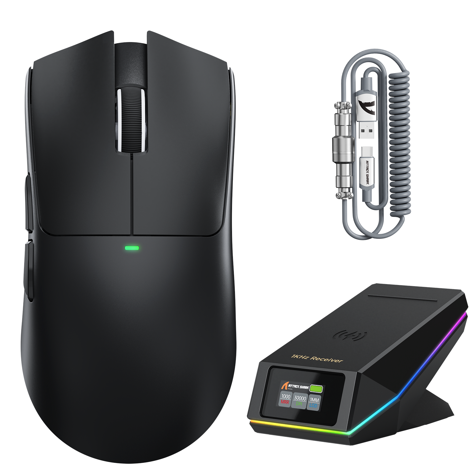 ATTACK SHARK X11 PRO V2 Kabellose Gaming-Maus mit TFT-Display, Ladestation und C06 Spiralkabel