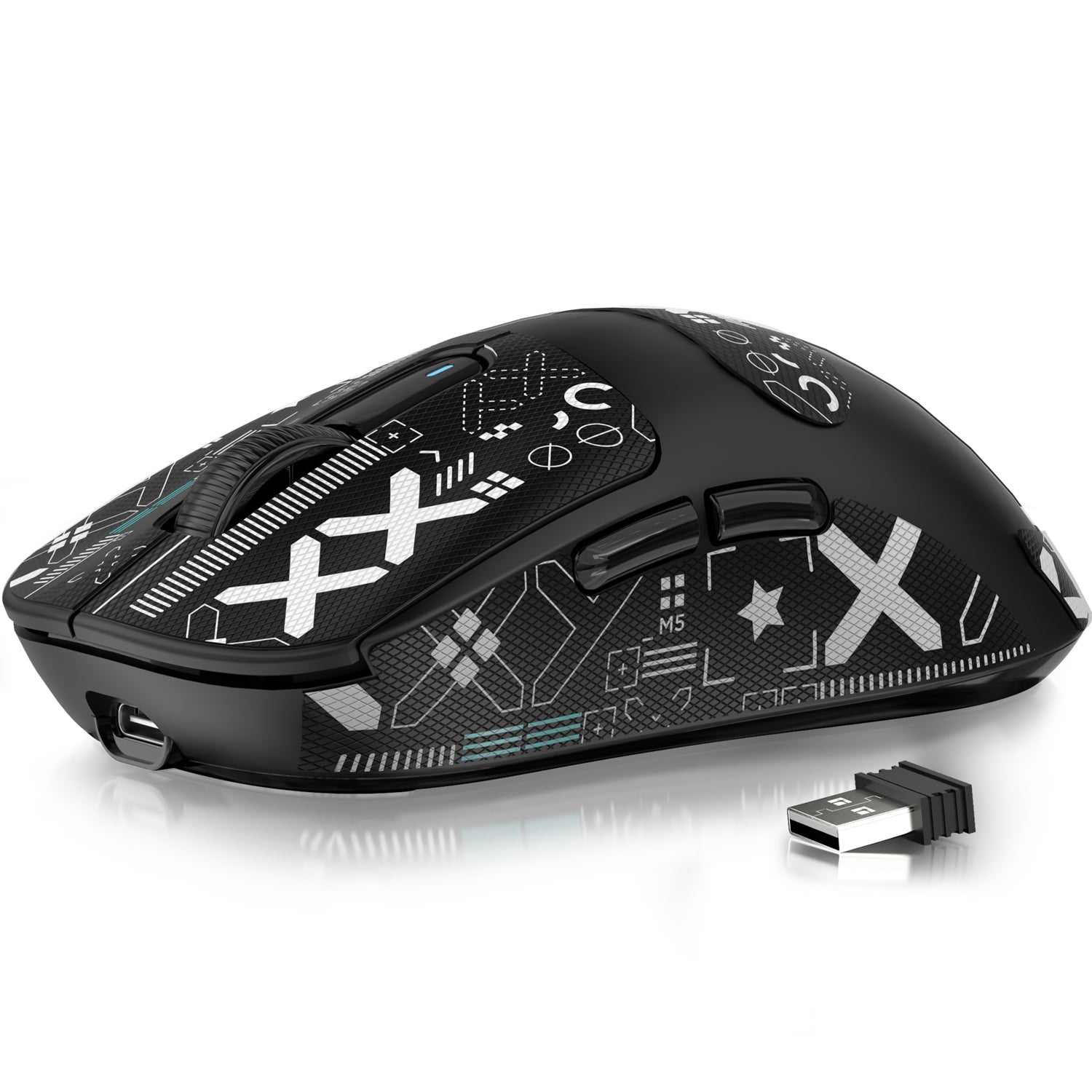 Attack Shark X3 wireless gaming mouse in black with grip tape and USB receiver.