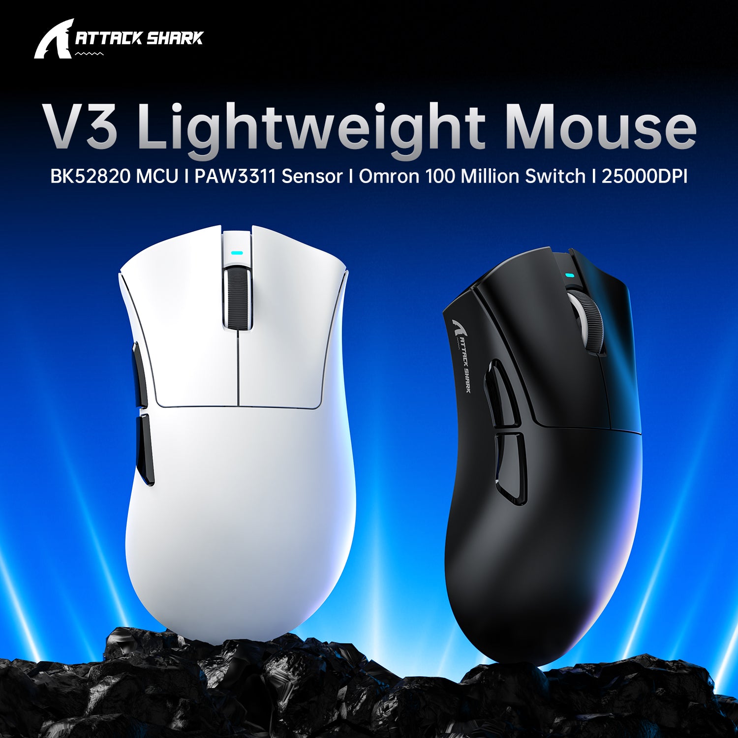 ATTACK SHARK V3 Ultra-Light Tri-Mode Gaming Mouse
