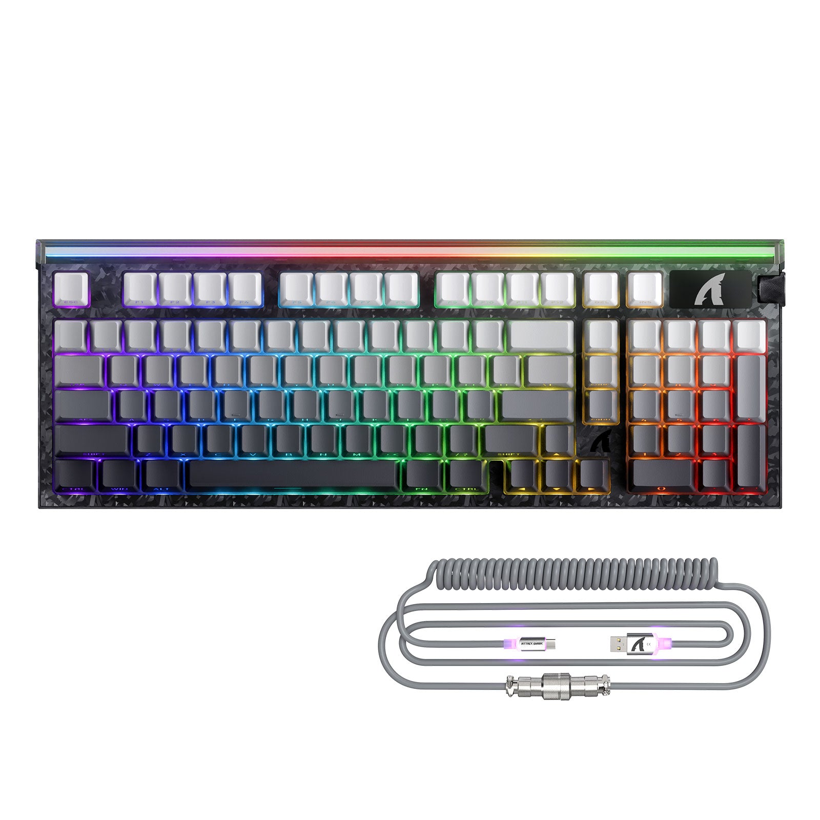 ATTACK SHARK R98 HE Carbonfaser-Kabelgebundene Tastatur mit schnellem Auslöser, magnetischem Schalter und C01 Ultra RGB Spiralkabel