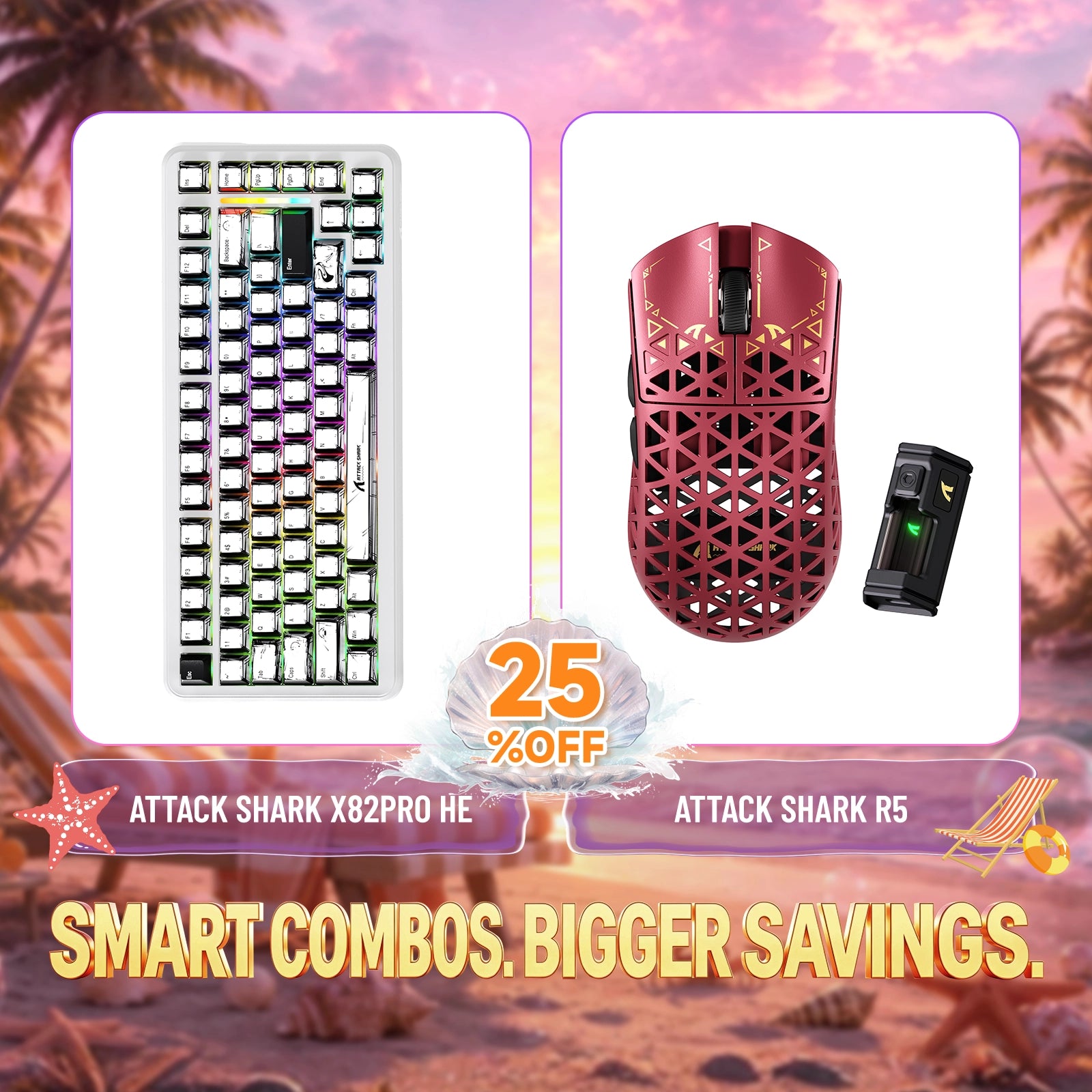 ATTACK SHARK X82PRO HE Rapid Trigger Tastatur + R5 Carbonfaser Kabellose Gaming-Maus Bundle
