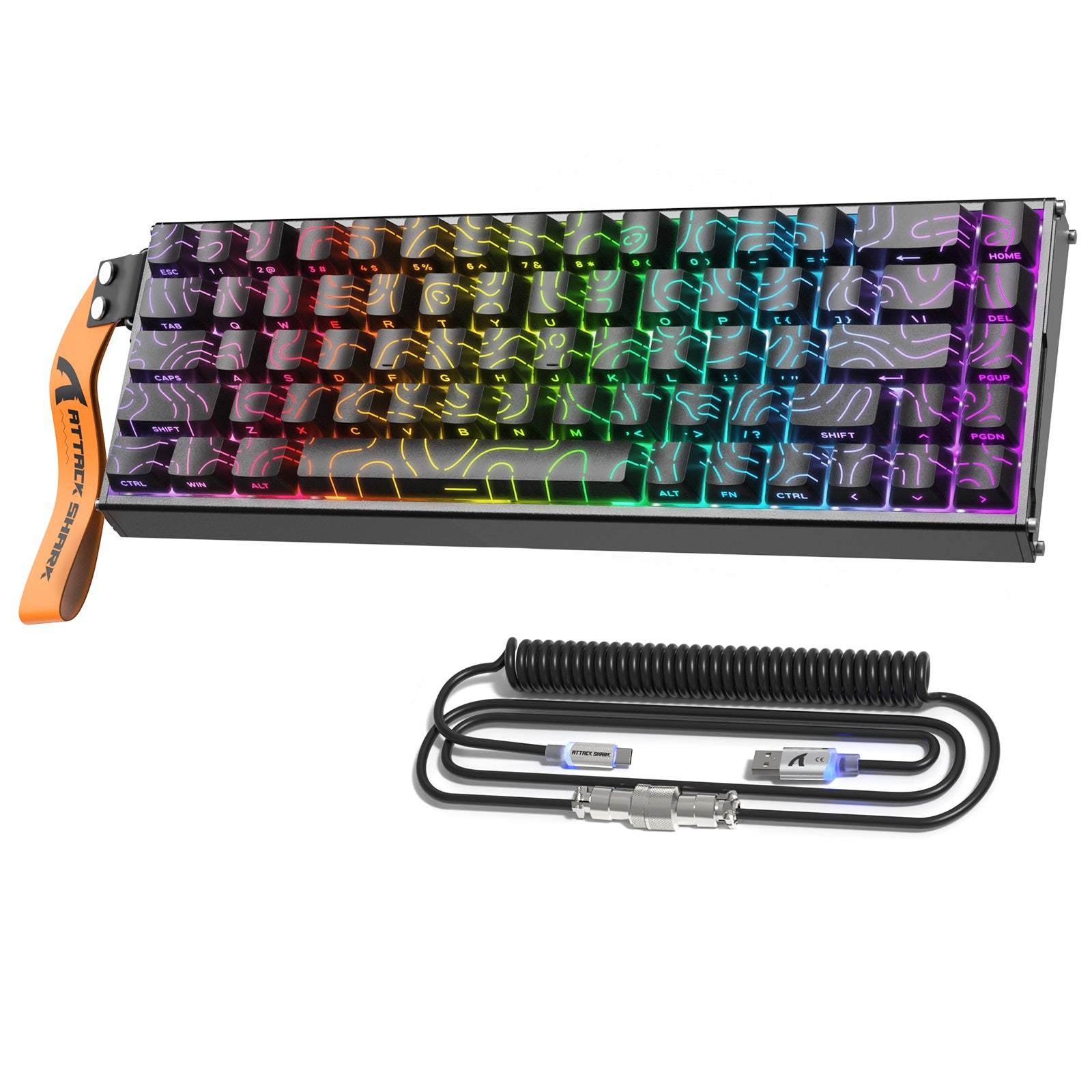 ATTACK SHARK X68MAX HE Rapid Trigger CNC-Aluminium-Tastatur mit Magnetschalter und C01Ultra RGB-Spiralkabel