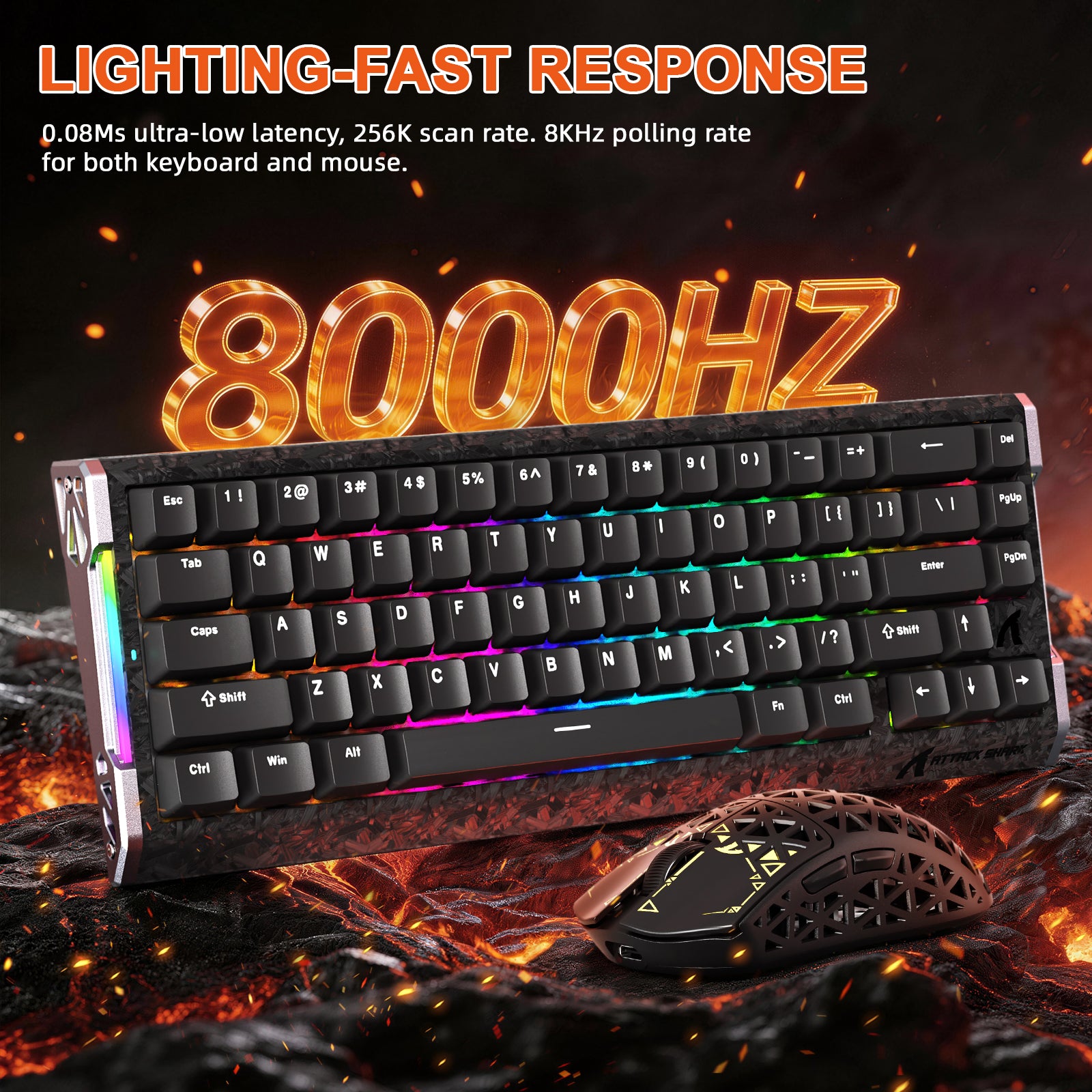 ATTACK SHARK R68 HE gaming keyboard and R5 Ultra mouse bundle, 8000Hz 0.08ms latency