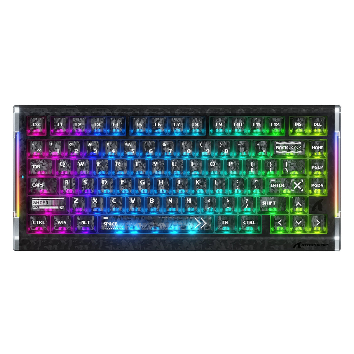 ATTACK SHARK R86 HE Carbonfaser-Gaming-Tastatur mit magnetischen Schaltern, Rapid Trigger, Kabelanschluss und C01 ULTRA RGB-Spiralkabel