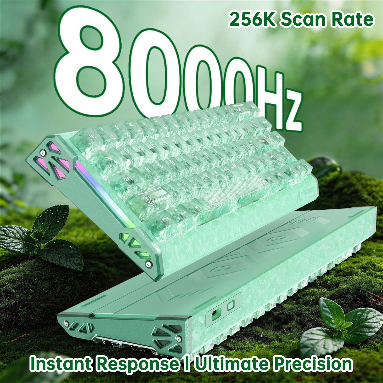 ATTACK SHARK R68 HE Kohlefaser Kabelgebundene Rapid Trigger Magnetischer Schalter Tastatur mit C01 Ultra RGB Spiralkabel