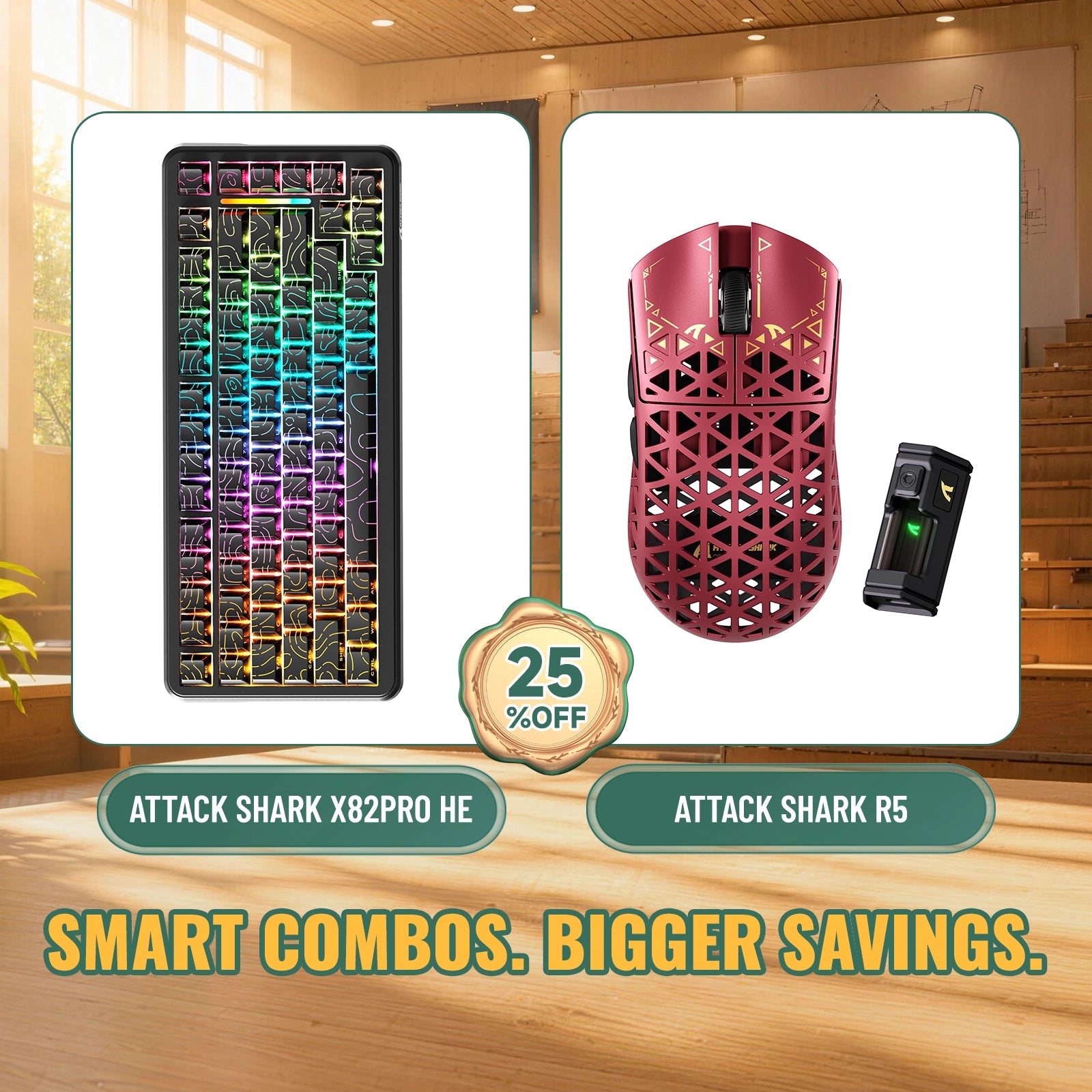 ATTACK SHARK X82PRO HE Rapid Trigger Tastatur + R5 Carbonfaser Kabellose Gaming-Maus Bundle