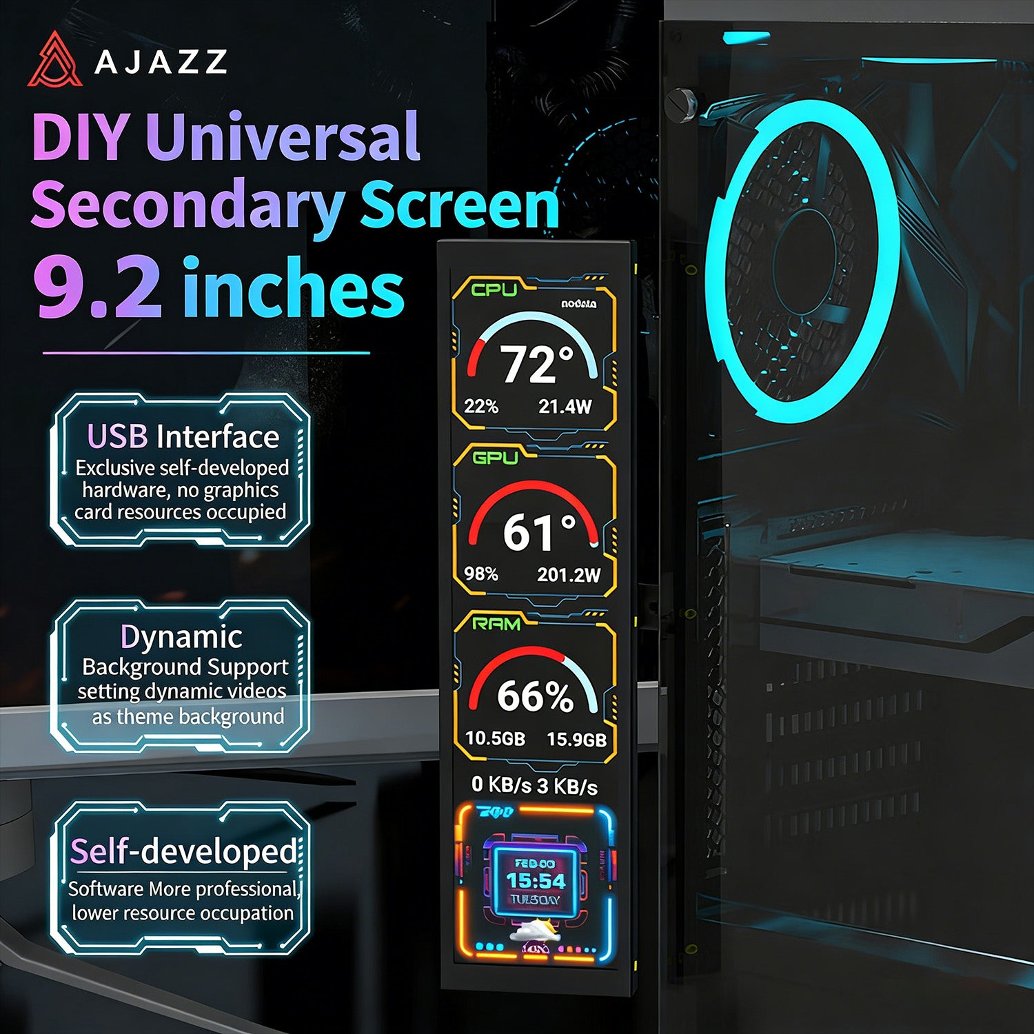 ATTACK SHARK x AJAZZ 9,2-Zoll IPS LCD Monitor