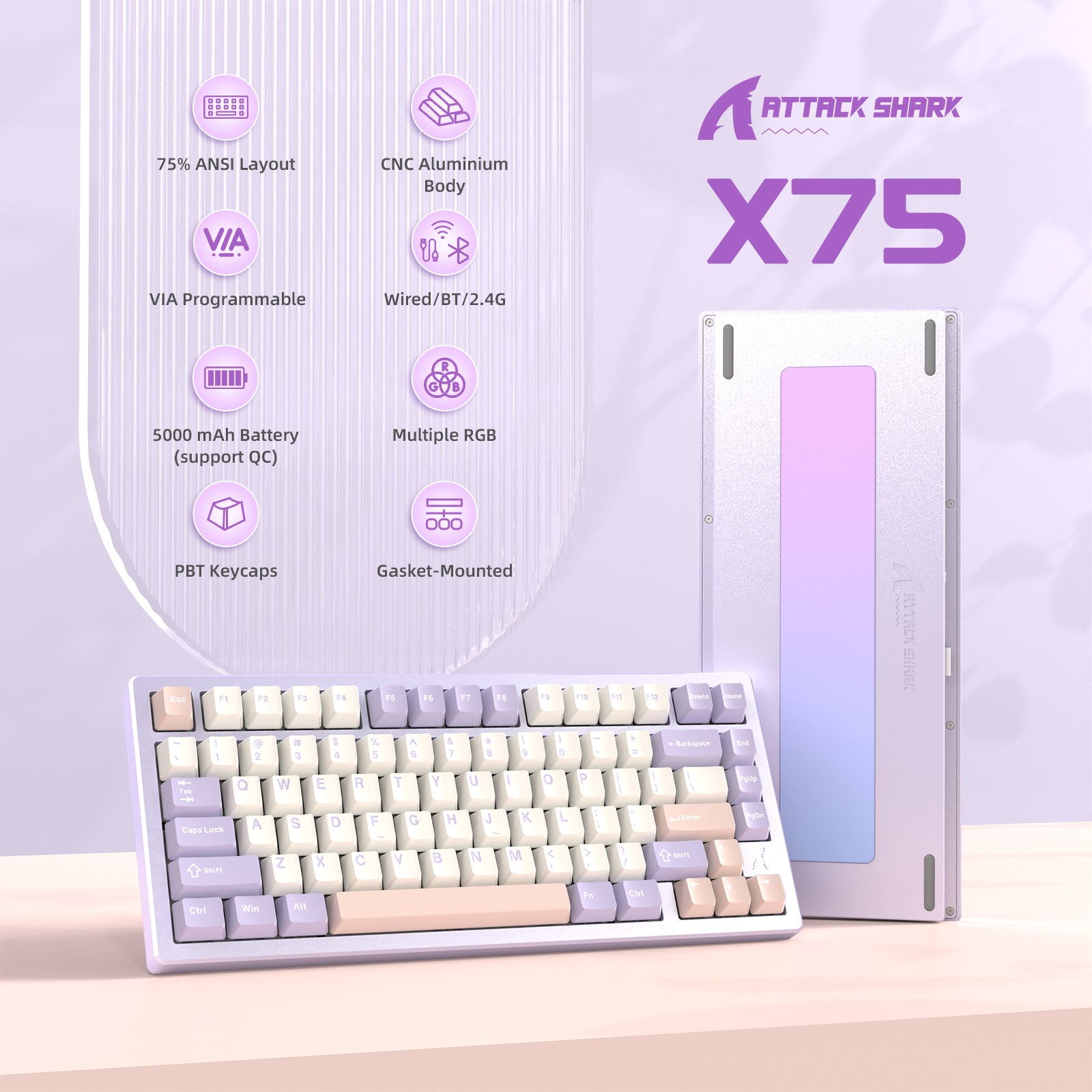 ATTACK SHARK X75 Full Aluminum Keyboard