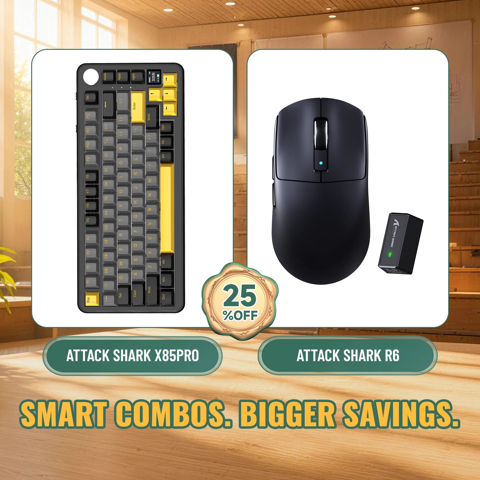 ATTACK SHARK X85PRO Tri-Modus Dichtung Mechanische Tastatur + R6 Kabellose Gaming-Maus Bundle