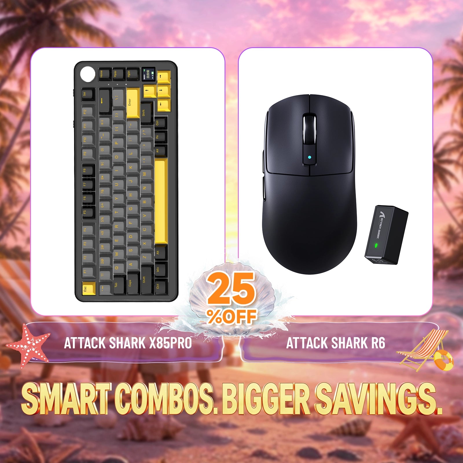 ATTACK SHARK X85PRO Tri-Modus Dichtung Mechanische Tastatur + R6 Kabellose Gaming-Maus Bundle