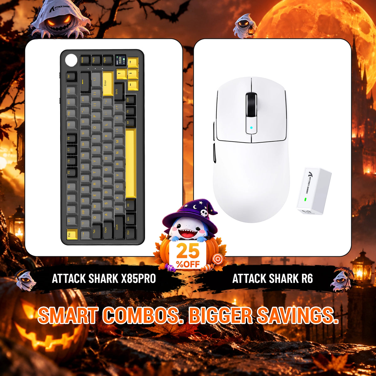 ATTACK SHARK X85 PRO Tri-Mode-Gasket-Mechaniktastatur + R6 kabelloses Gaming-Maus-Bundle