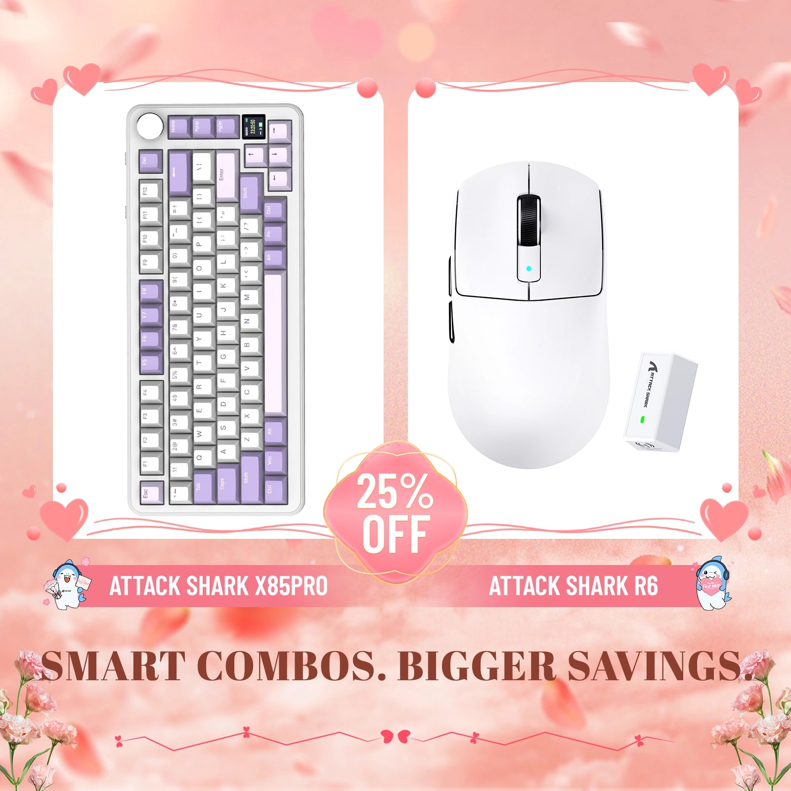 ATTACK SHARK X85PRO Tri-Modus Dichtung Mechanische Tastatur + R6 Kabellose Gaming-Maus Bundle