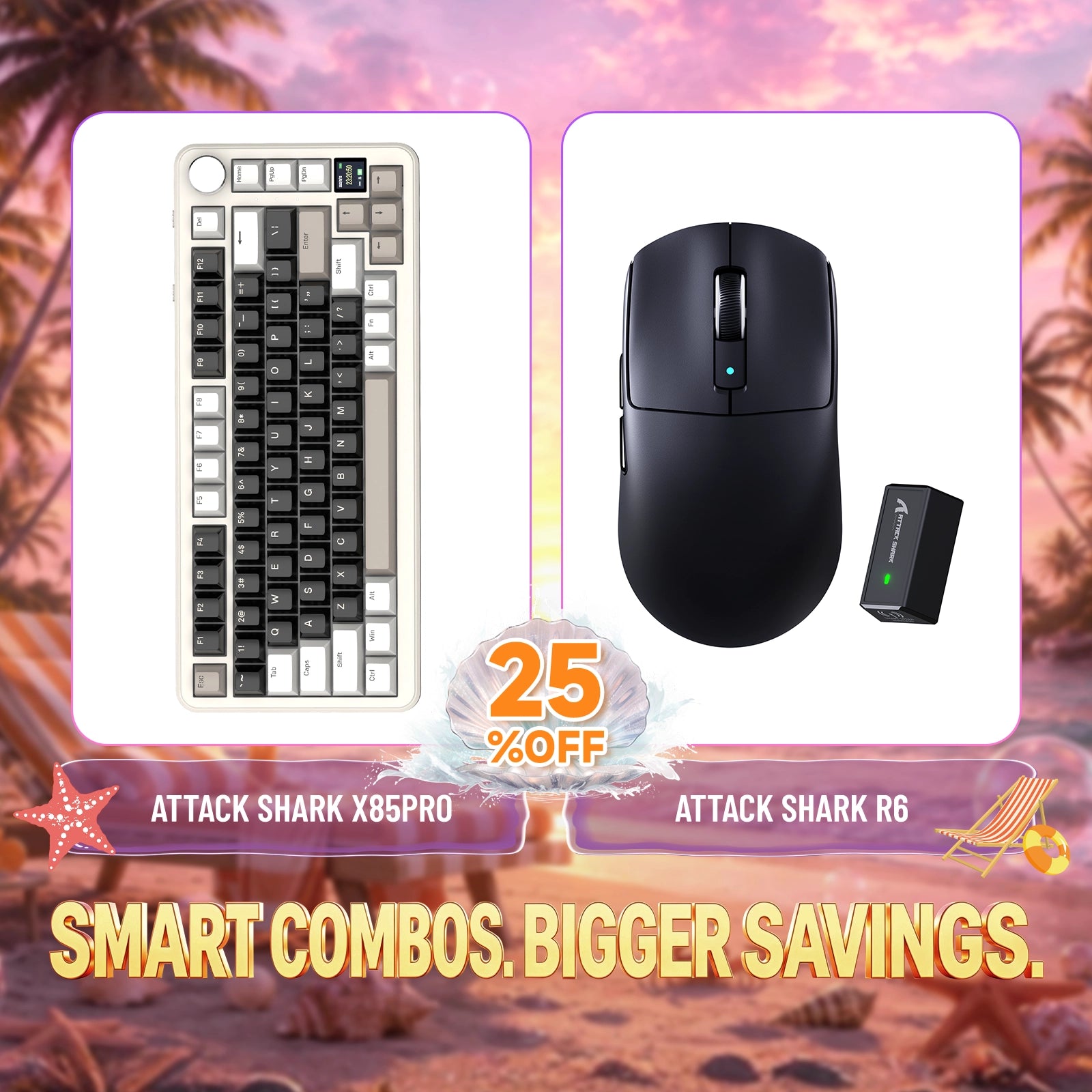 ATTACK SHARK X85PRO Tri-Modus Dichtung Mechanische Tastatur + R6 Kabellose Gaming-Maus Bundle