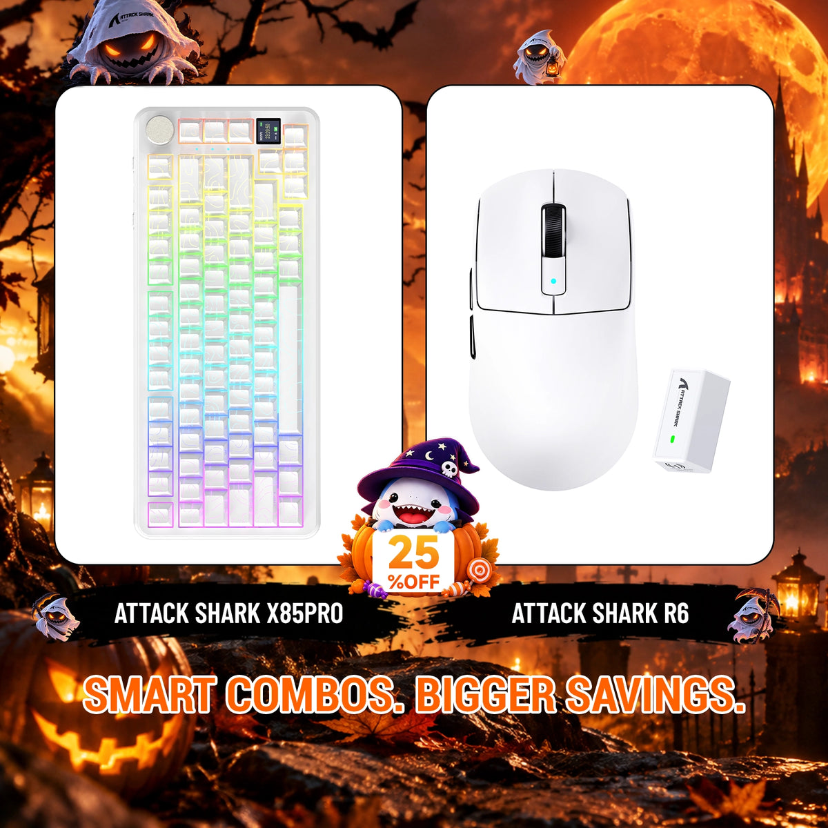 ATTACK SHARK X85 PRO Tri-Mode-Gasket-Mechaniktastatur + R6 kabelloses Gaming-Maus-Bundle