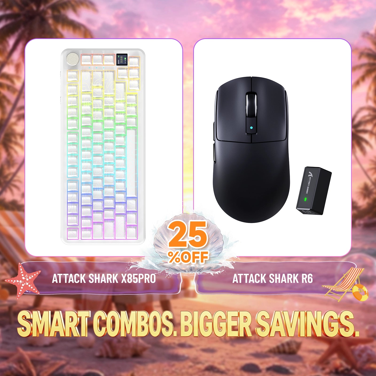 ATTACK SHARK X85PRO Tri-Modus Dichtung Mechanische Tastatur + R6 Kabellose Gaming-Maus Bundle