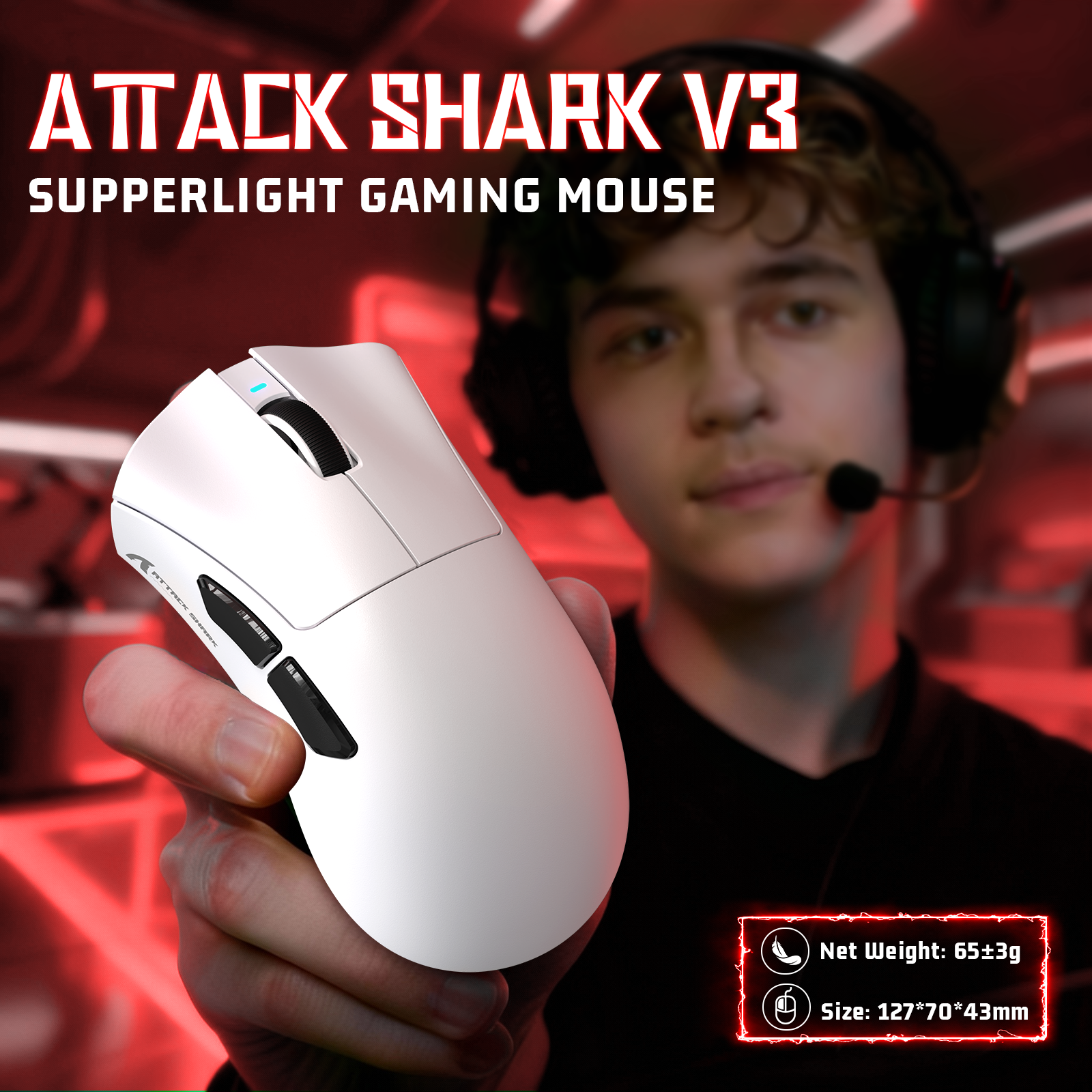 ATTACK SHARK V3 Ultraleichte Tri-Mode Gaming-Maus