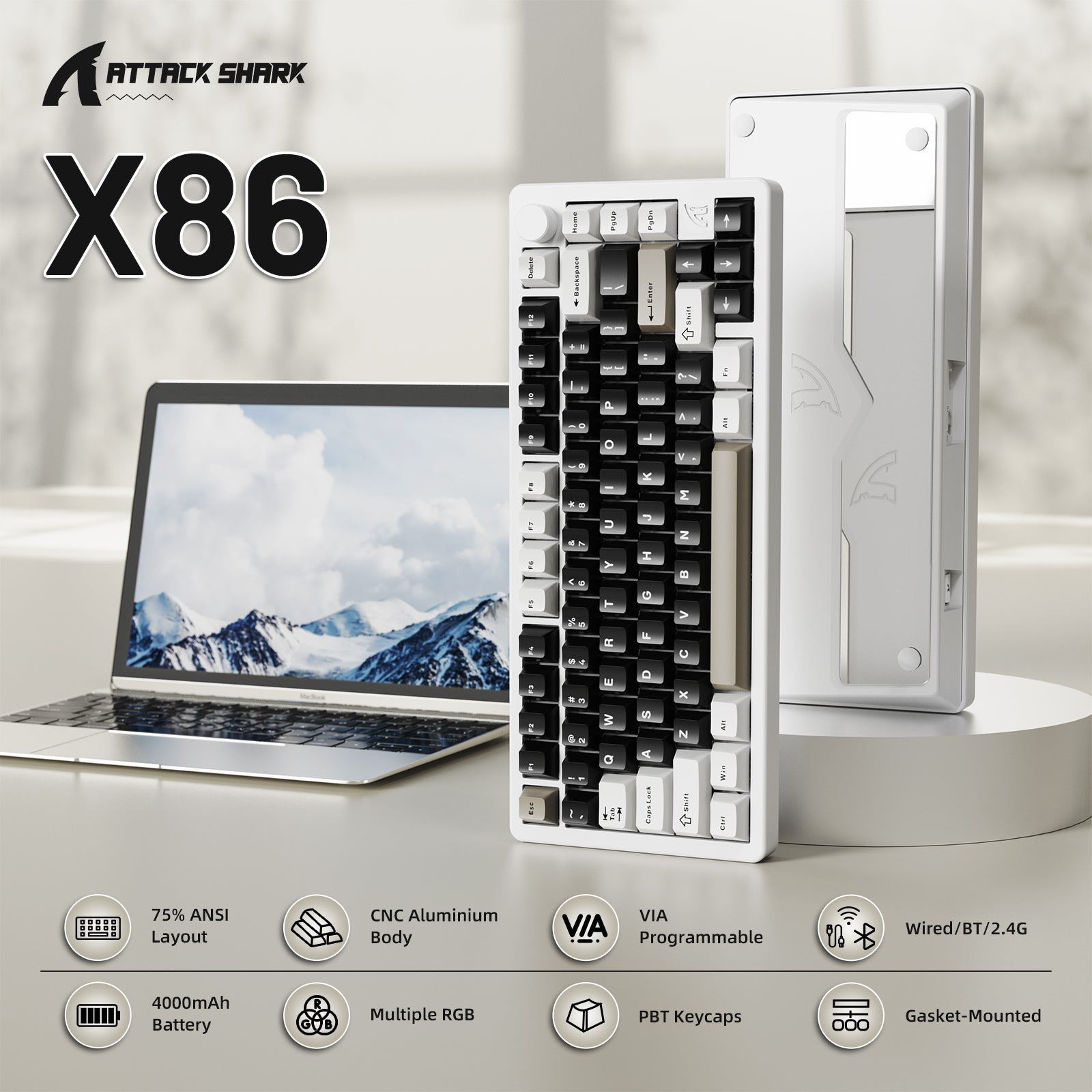 ATTACK SHARK X86 Vollaluminium-Tastatur