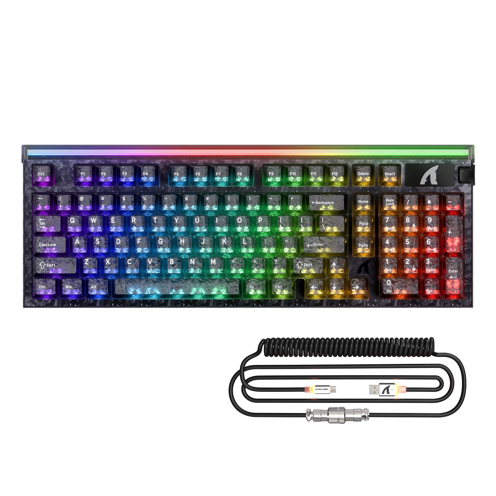 ATTACK SHARK R98 HE Carbonfaser-Kabelgebundene Tastatur mit schnellem Auslöser, magnetischem Schalter und C01 Ultra RGB Spiralkabel