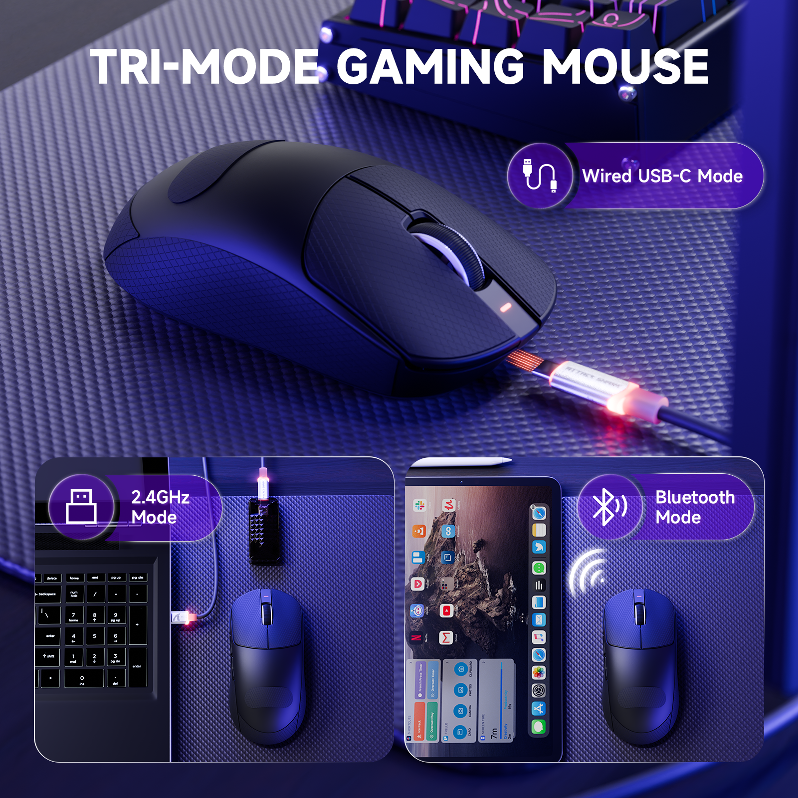 ATTACK SHARK X8PRO Ultraleichte kabellose Gaming-Maus & C06ULTRA-Kabel