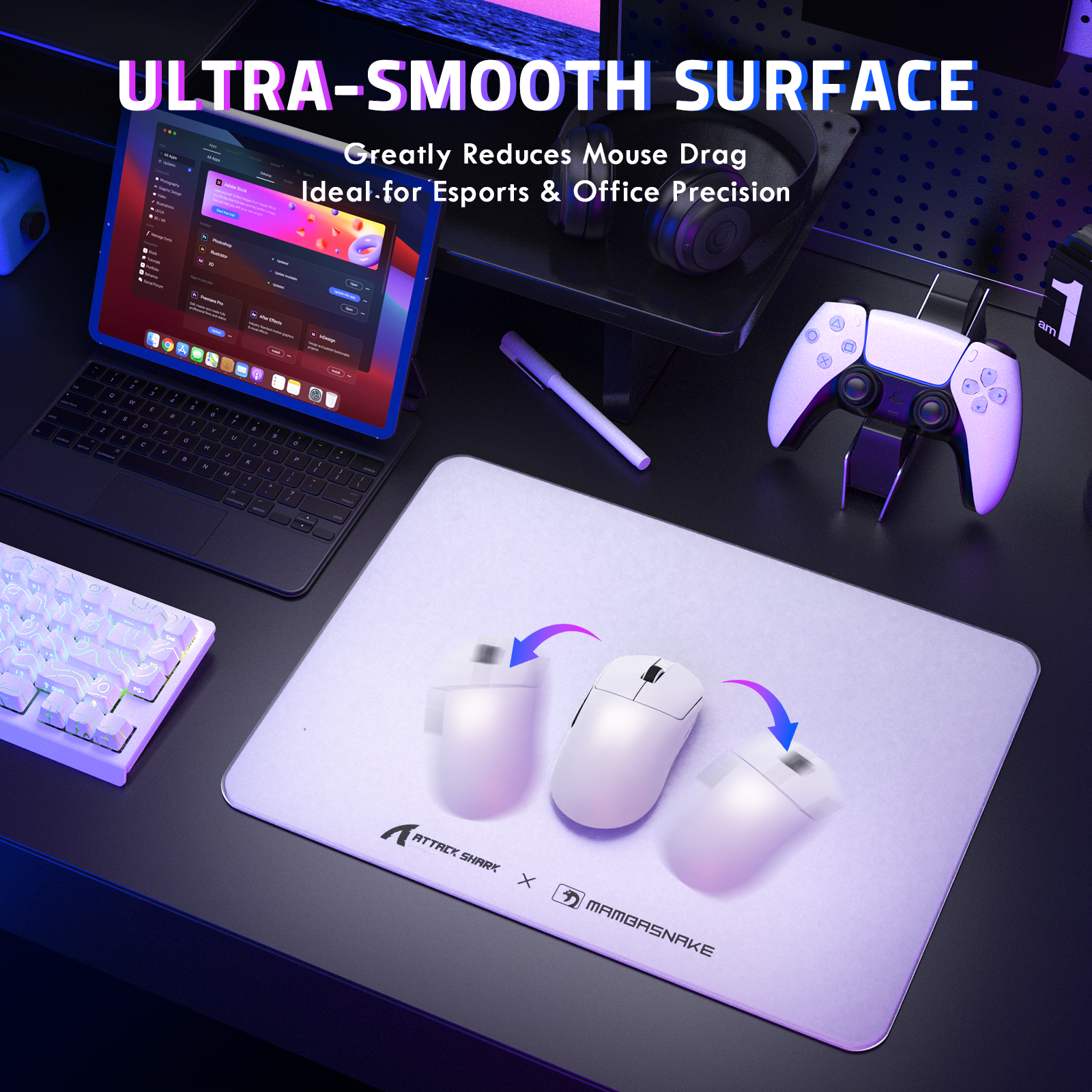 ATTACK SHARK CM05 Gehärtete Glas Gaming-Mausmatte
