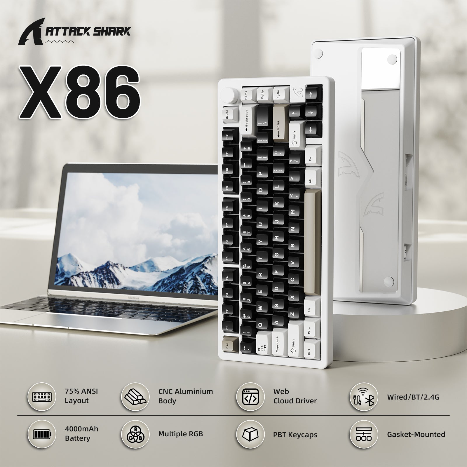 Teclado de aluminio completo ATTACK SHARK X86