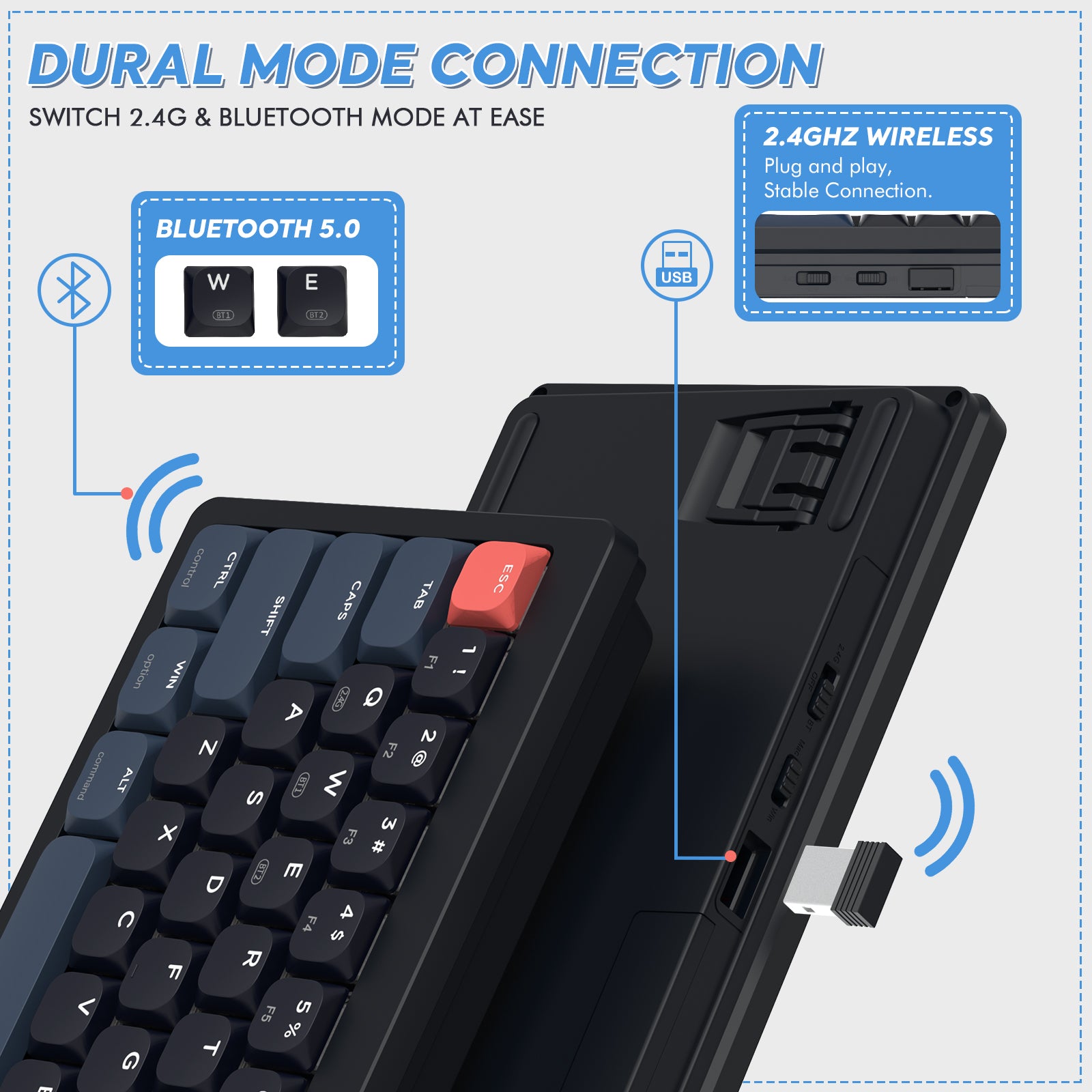 ATTACK SHARK x AJAZZ AKL680 Kabellose mechanische Tastatur mit niedrigem Profil