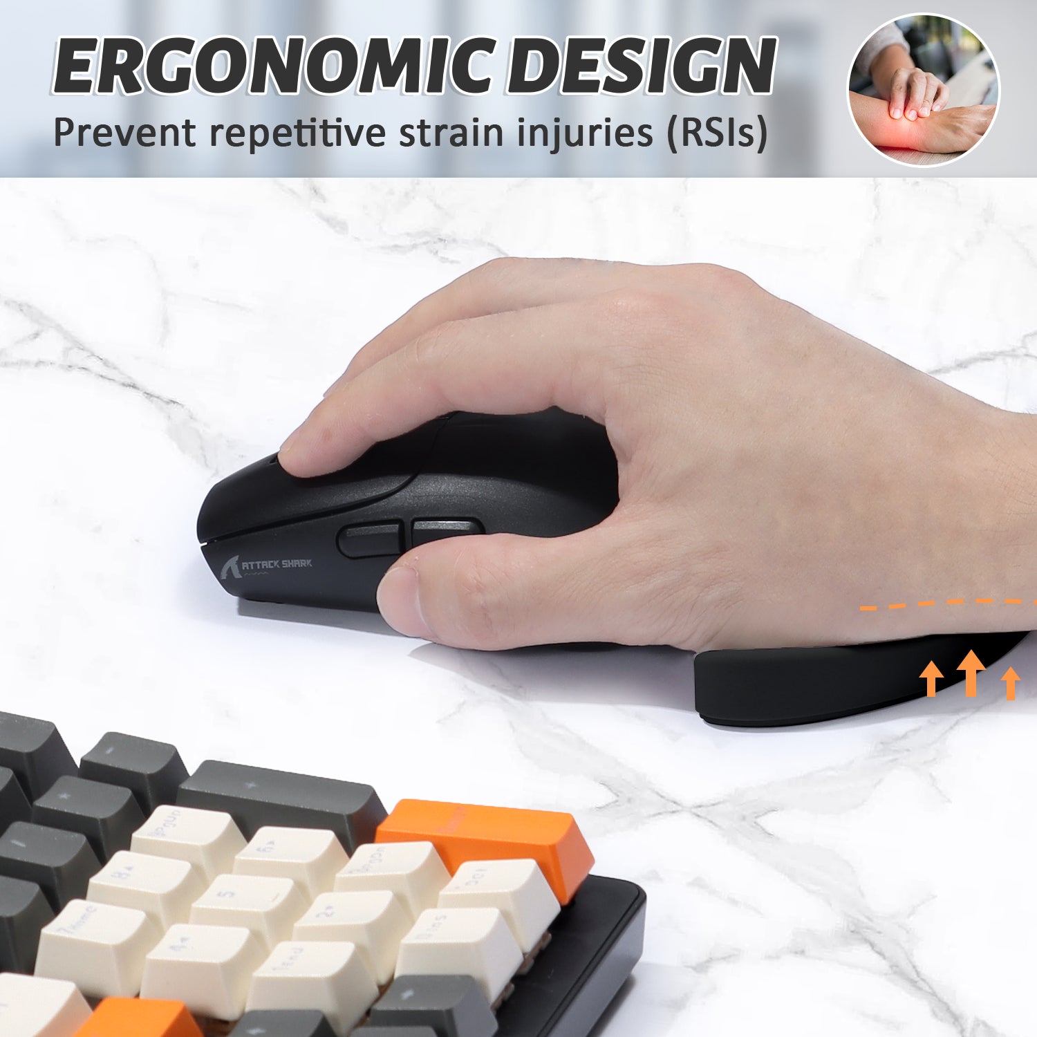 ATTACK SHARK Silicone Comfortable Mouse Wrist Rest