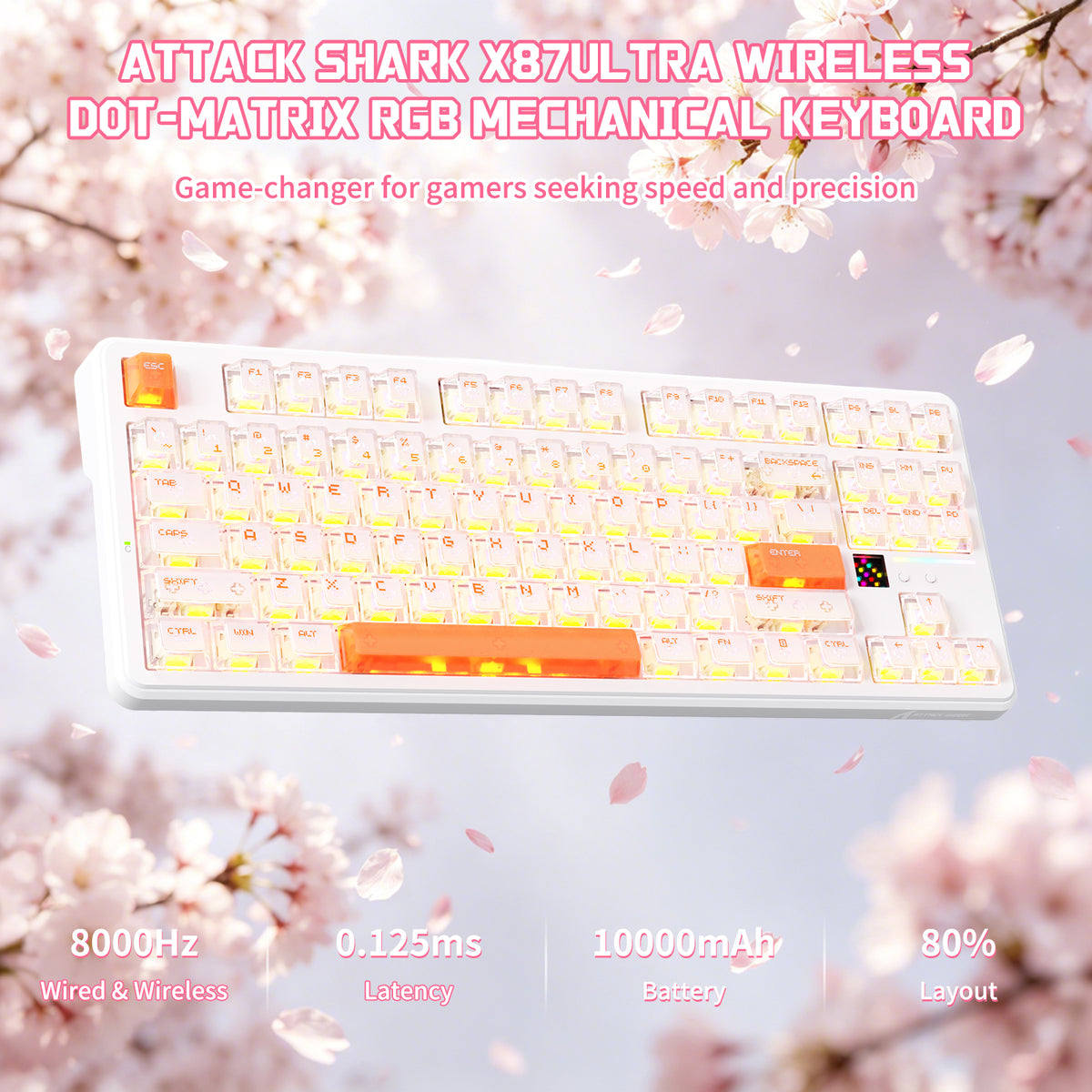 ATTACK SHARK X87 ULTRA Kabellose mechanische Tastatur mit 8K Wireless-Empfänger